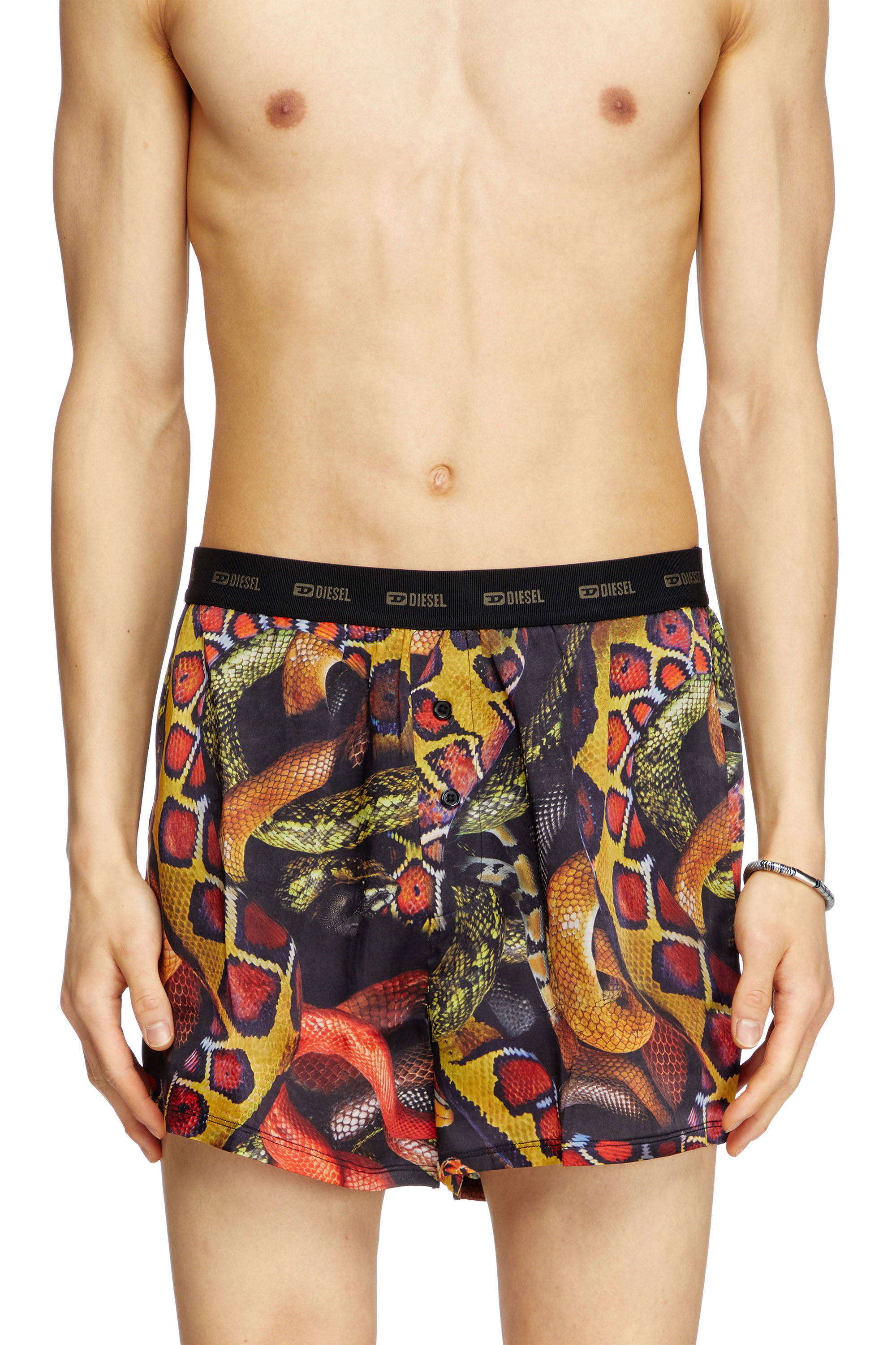 Diesel - STARK-UTLT-SNAKE, Man's Satin boxer shorts with snake print in Multicolor - 3