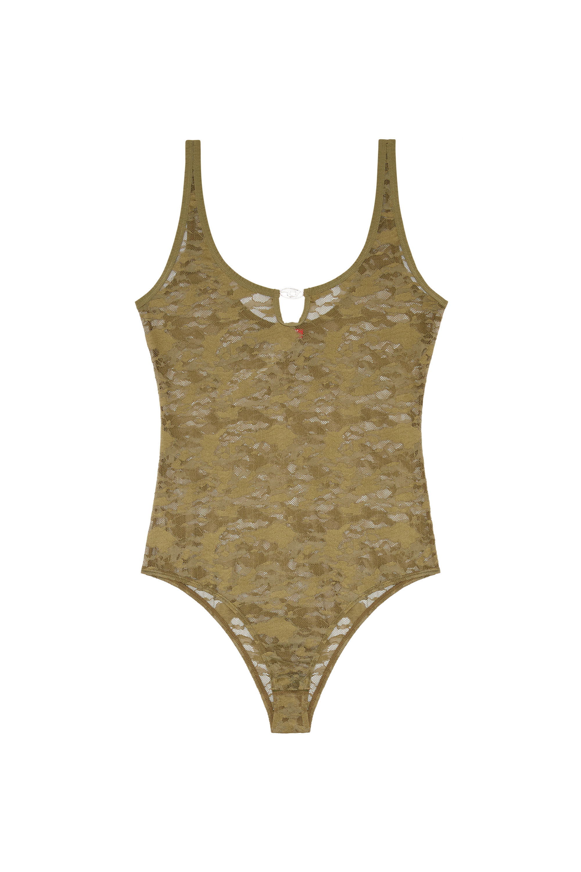 Diesel - UFBY-D-OVAL-LACE-BODYSUIT, Woman's Camo lace bodysuit with Oval D plaque in Military Green - 2