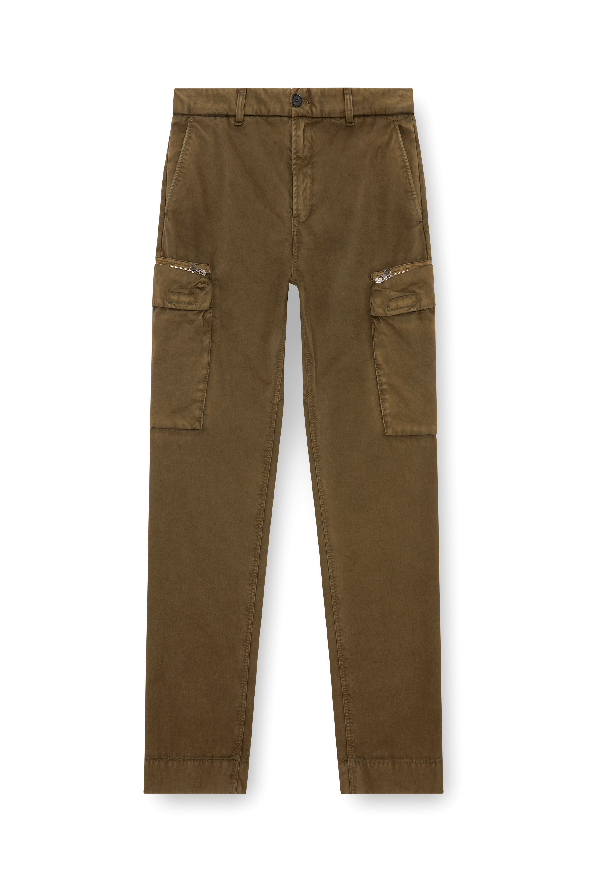 Diesel - P-YE, Man's Pants in faded peachskin twill in Military Green - 2