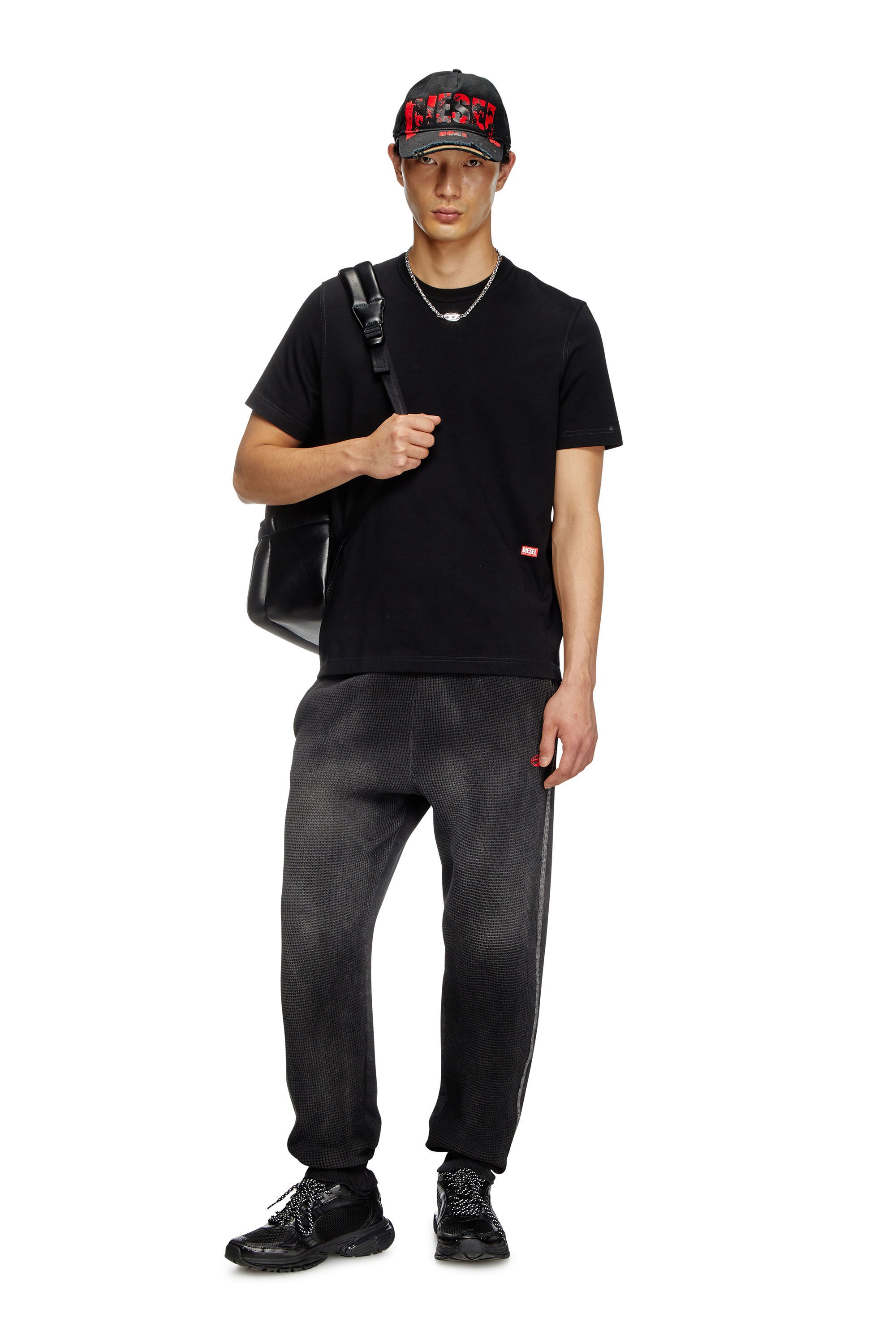 Diesel - T-ADJUST-SLITS-R13, Man's T-shirt with runway set print in Black - 1