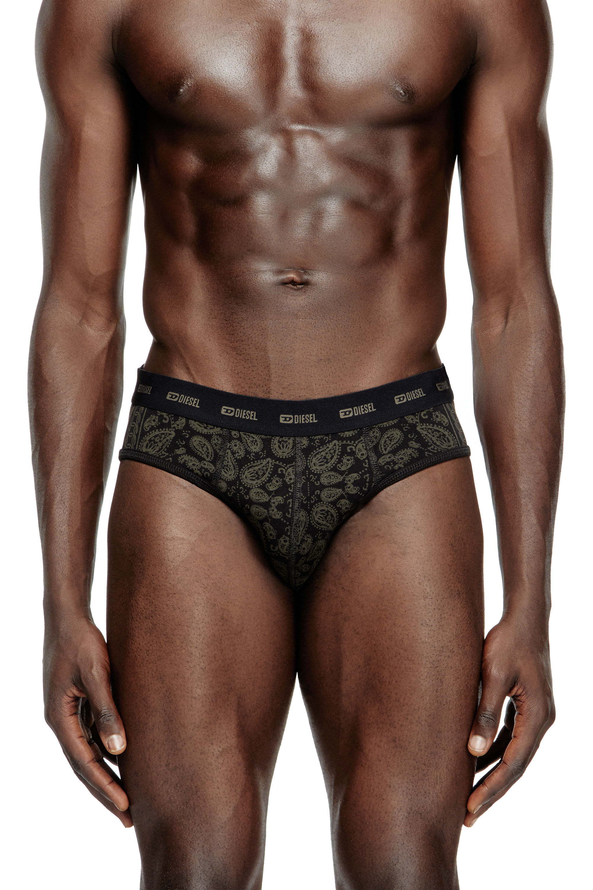 Diesel - ANDRE-UTLT-3PACK, Man's 3-pack stretch cotton briefs with Bandana print in Black/White - 1