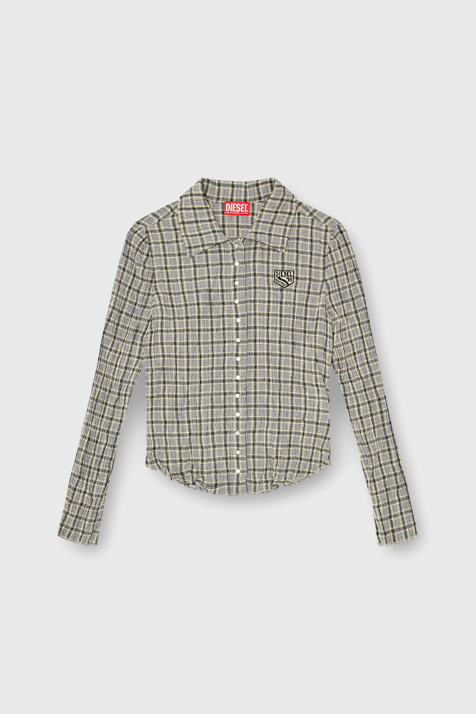 Diesel - C-ARRILON, Woman's Check shirt with seersucker effect in Grey - 2