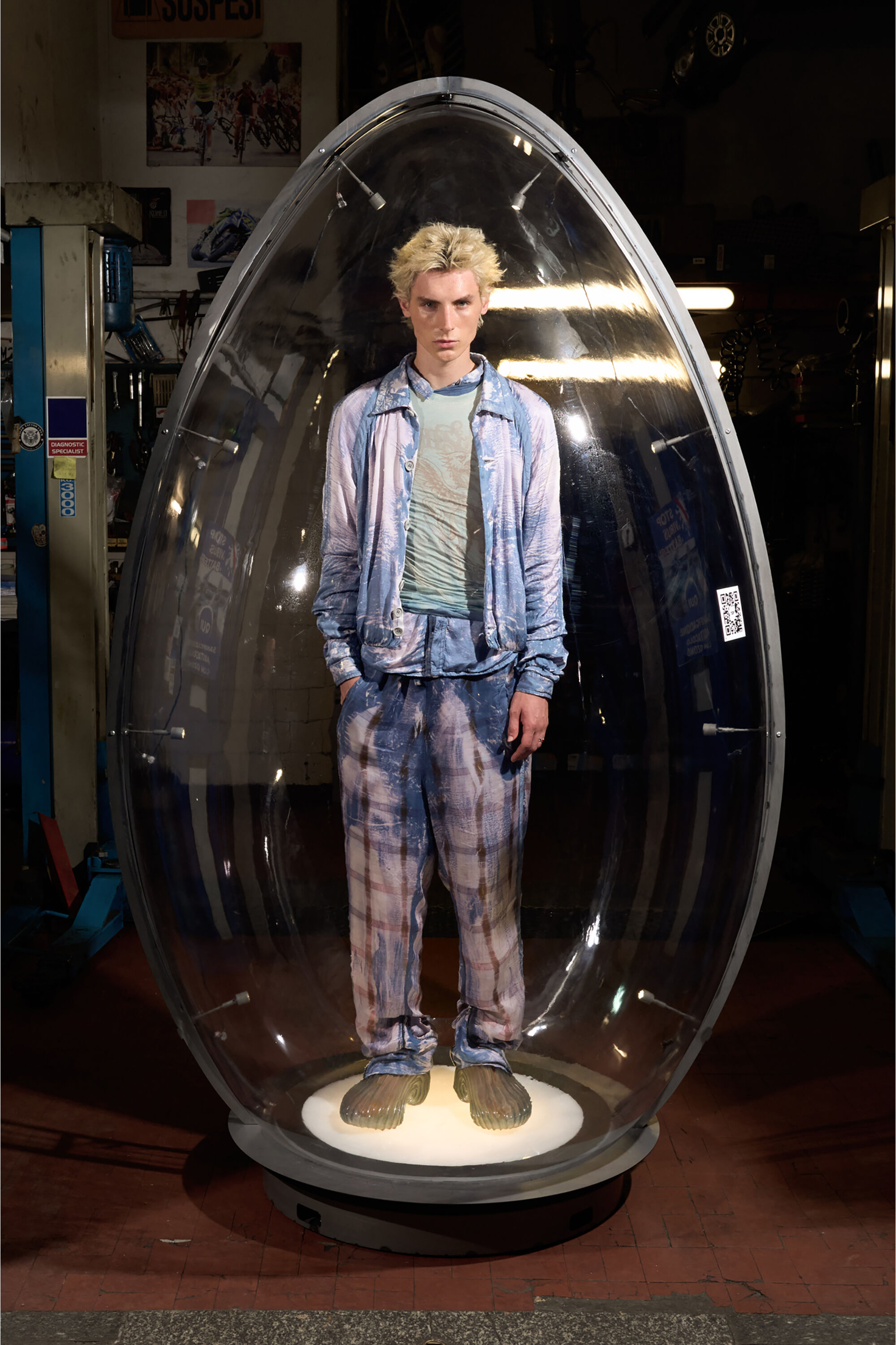 Diesel - P-OLLY, Man's Track pants with check X-ray effect in Blue - 5