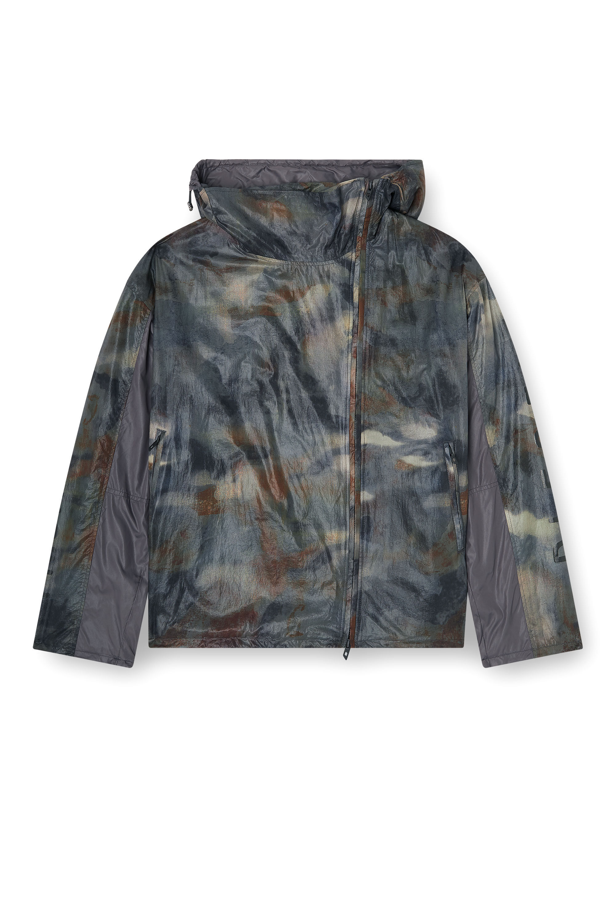 Diesel - J-SQUAD-BMCX, Man's Windbreaker with abstract print in Blue/Brown - 2