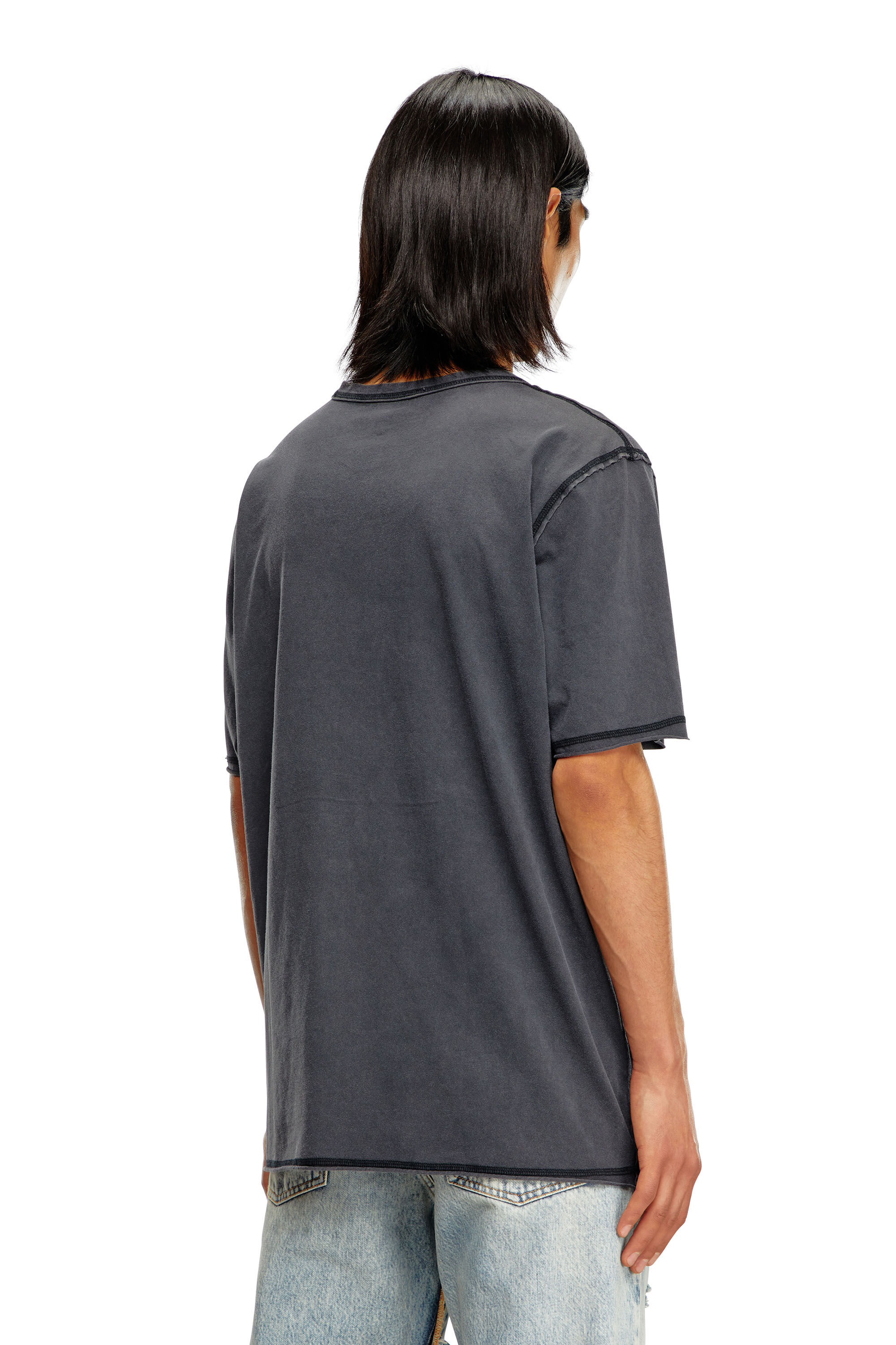 Diesel - T-RAWJUST, Man's Faded T-shirt with tonal embroidery in Black - 4