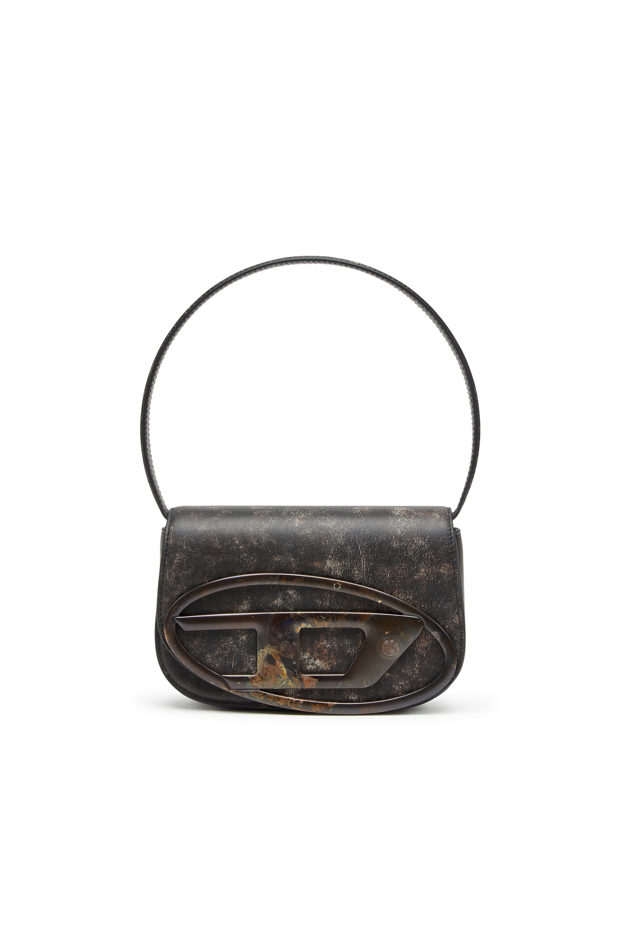 Diesel - 1DR, Woman's 1DR-Iconic shoulder bag in distressed leather in Dark Brown - 1