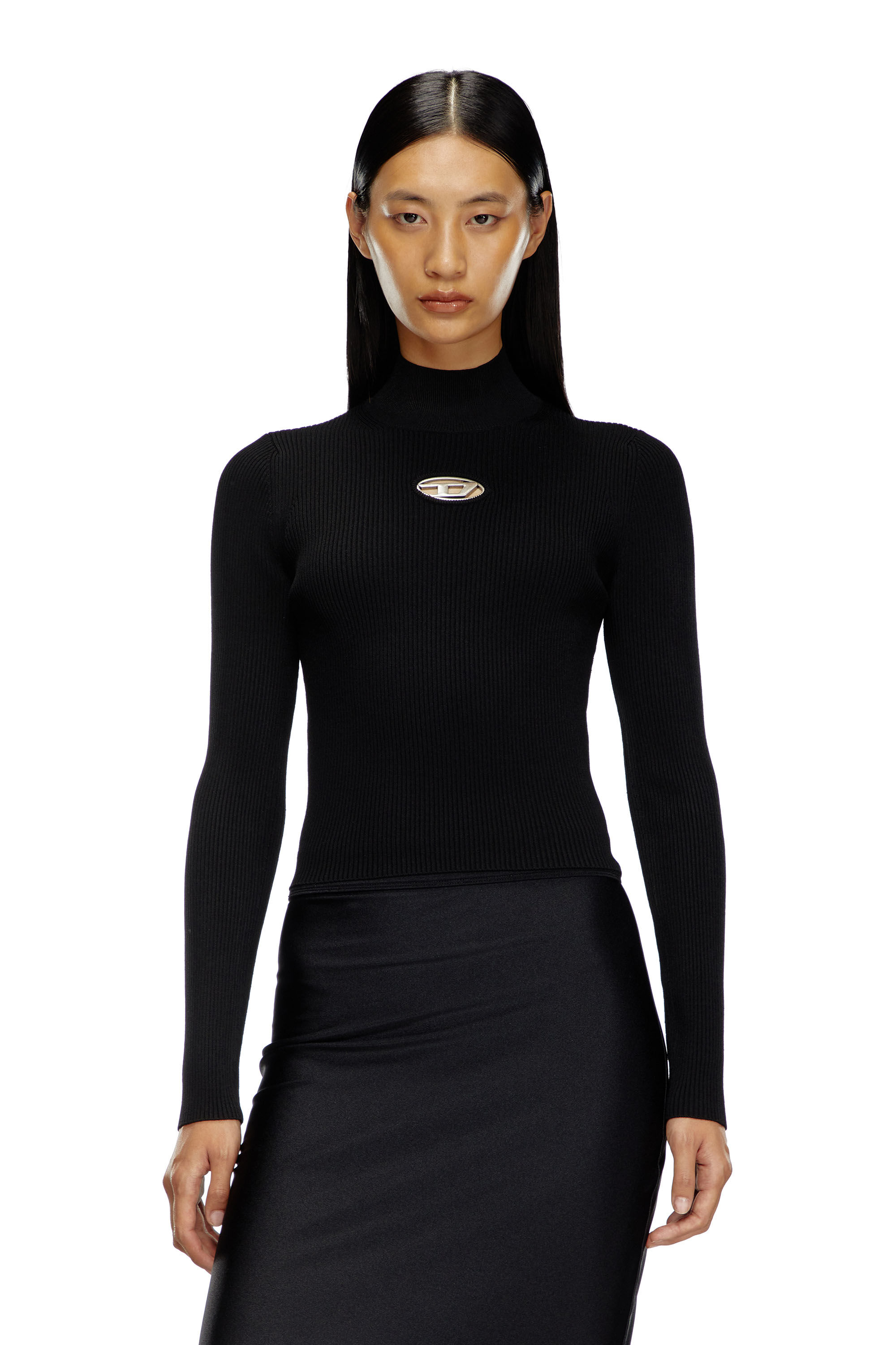 Diesel - M-VALARI-TN, Woman's Rib-knit top in Black - 3