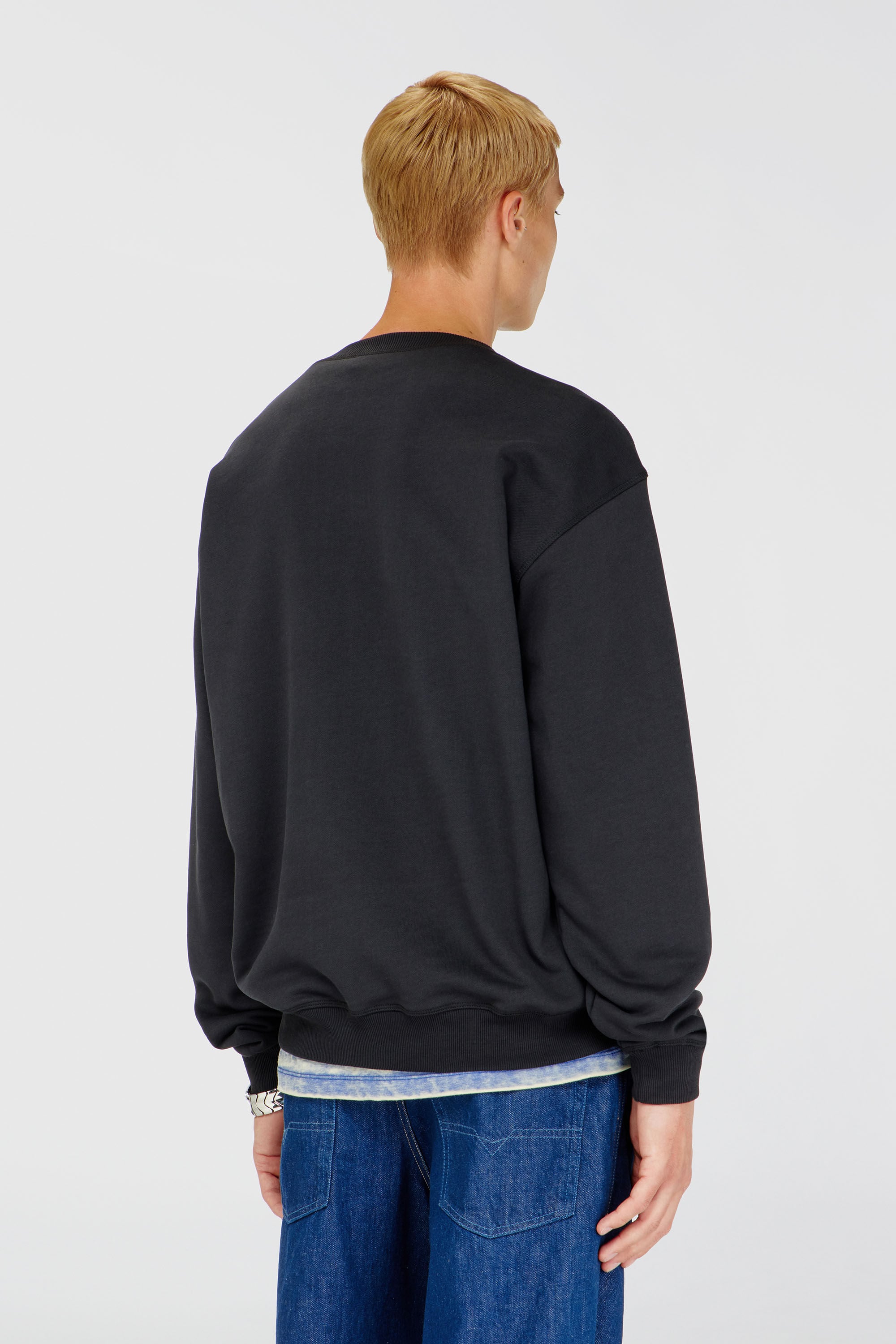 Diesel - S-NORM-IOD, Man's Regular sweatshirt with metallic Oval D in Black - 4