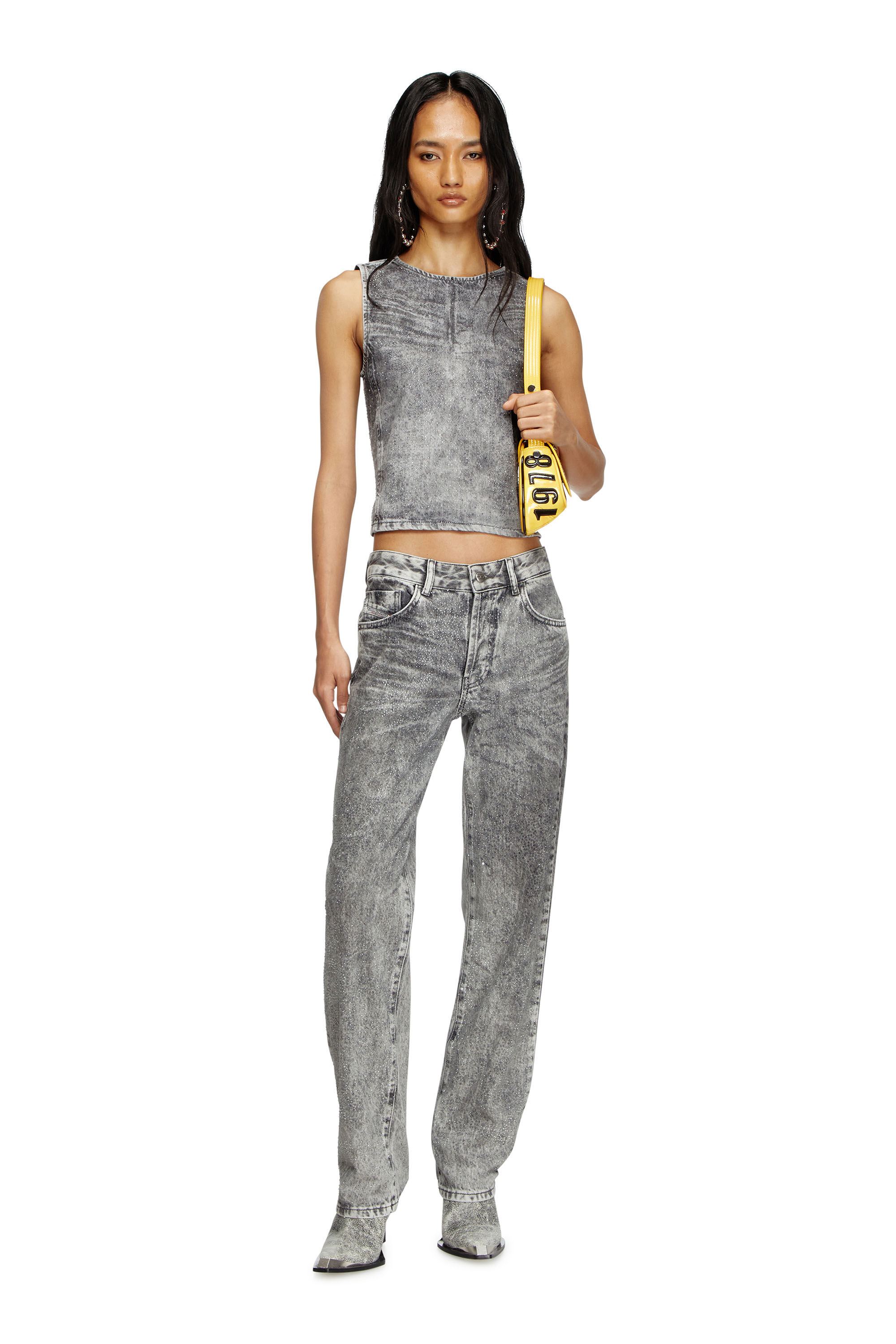 Diesel - DE-PINAR-S, Woman's Sleeveless top in crystal denim in Dark grey - 1