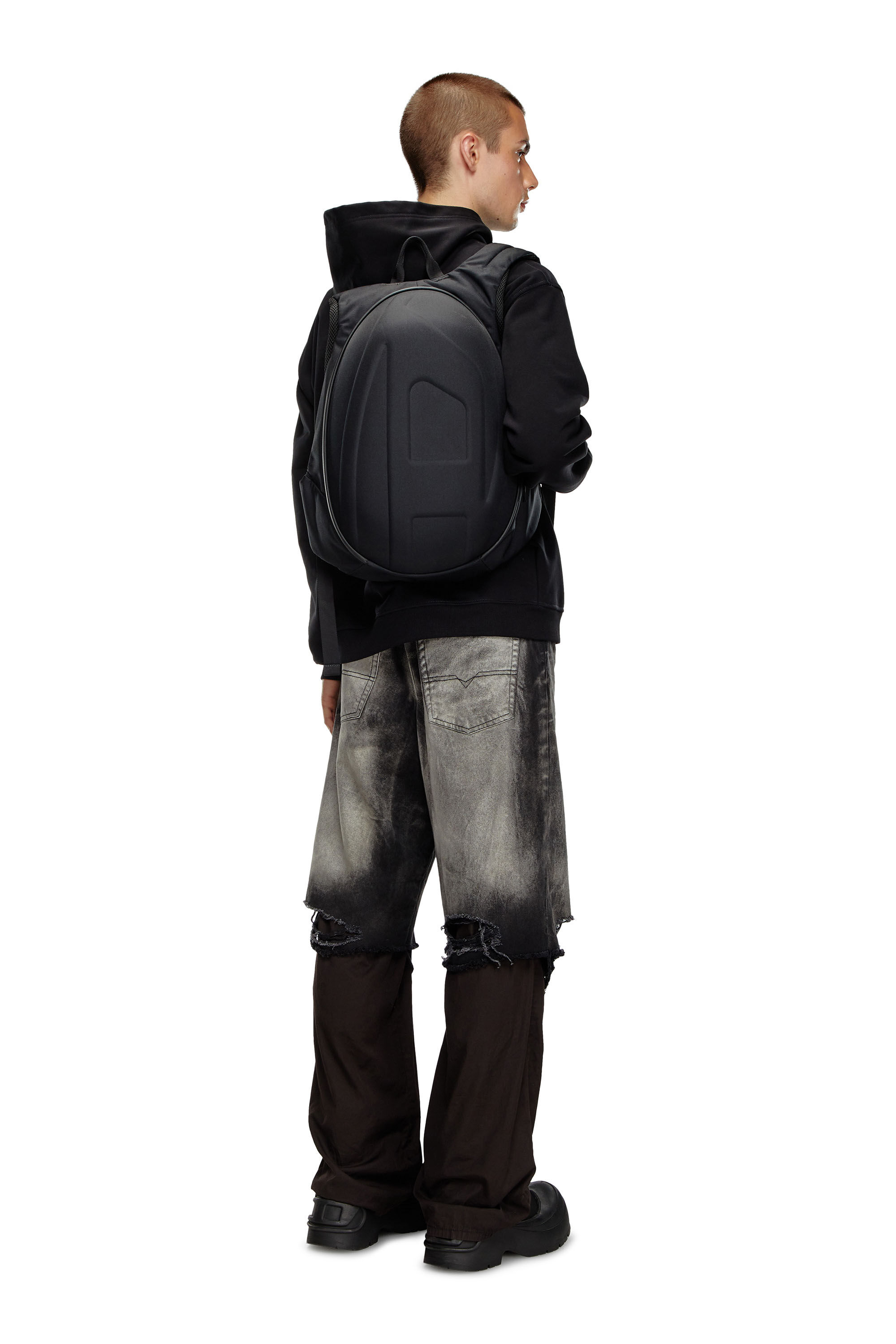Men s 1DR Pod Hard shell backpack with Oval D logo Black Diesel