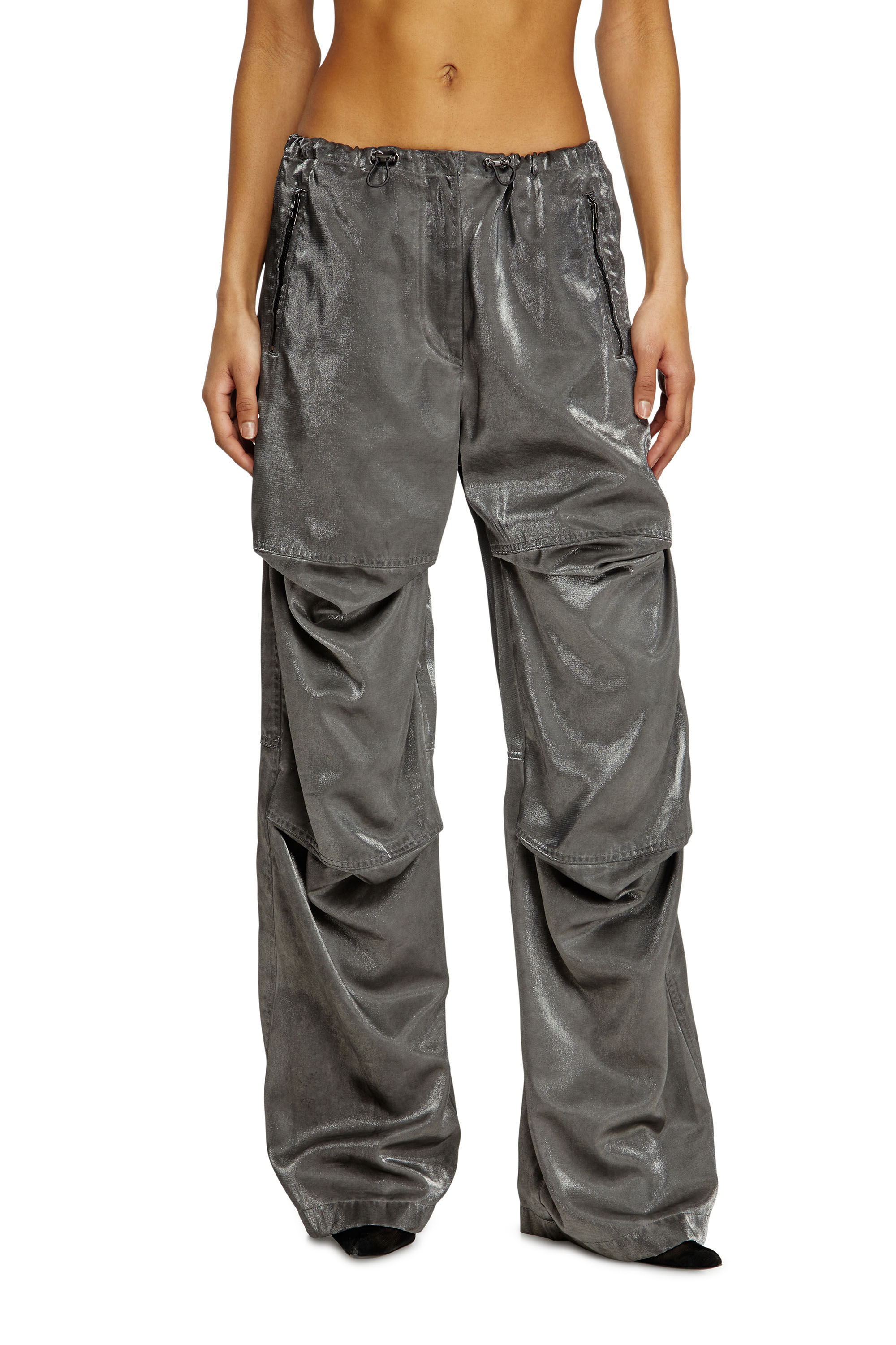 Diesel - P-RODIGE, Woman's Satin cargo pants in Grey - 3