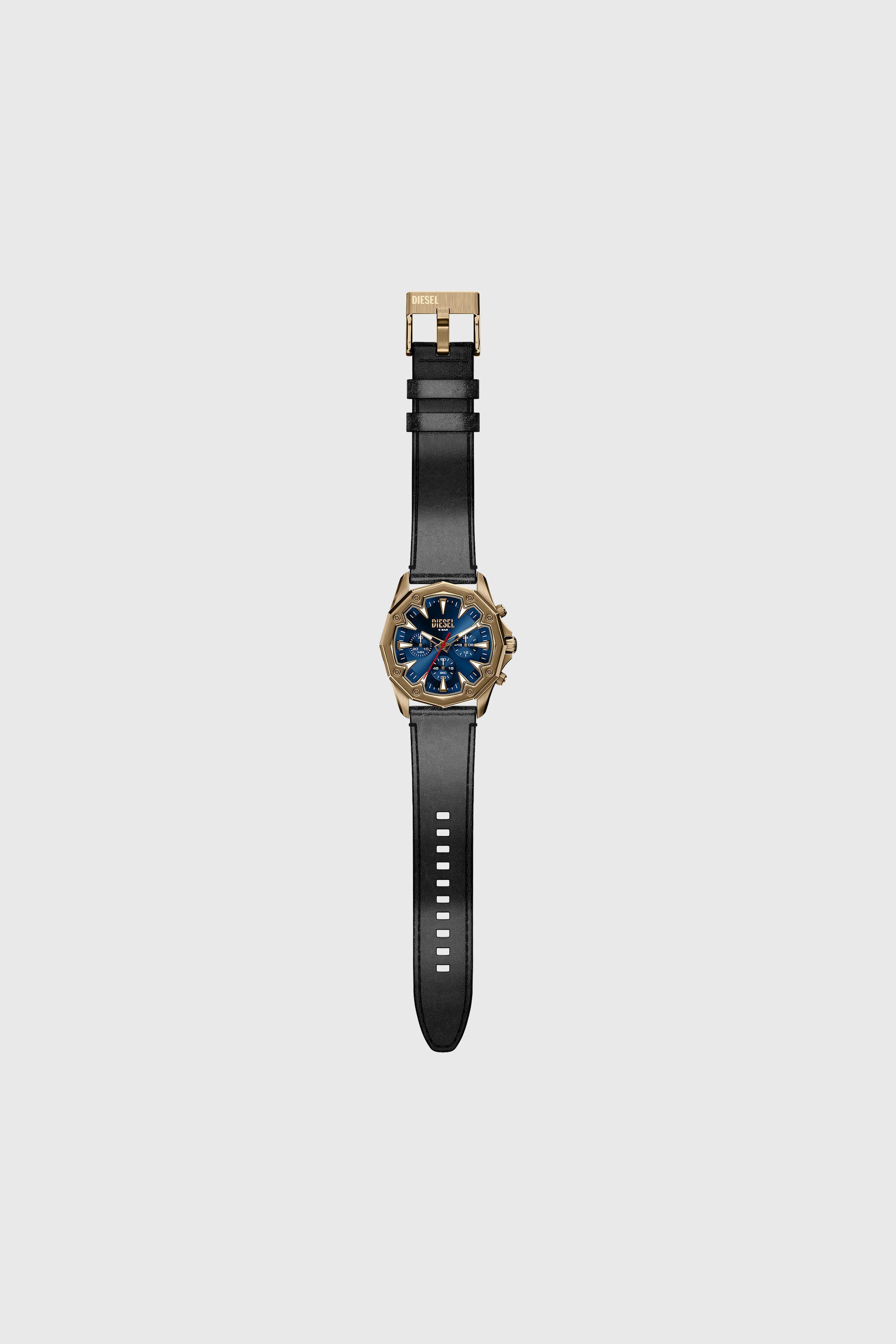 Diesel - DZ4733 WATCH, Man's Stinger antique gold-tone leather watch in Black - 7