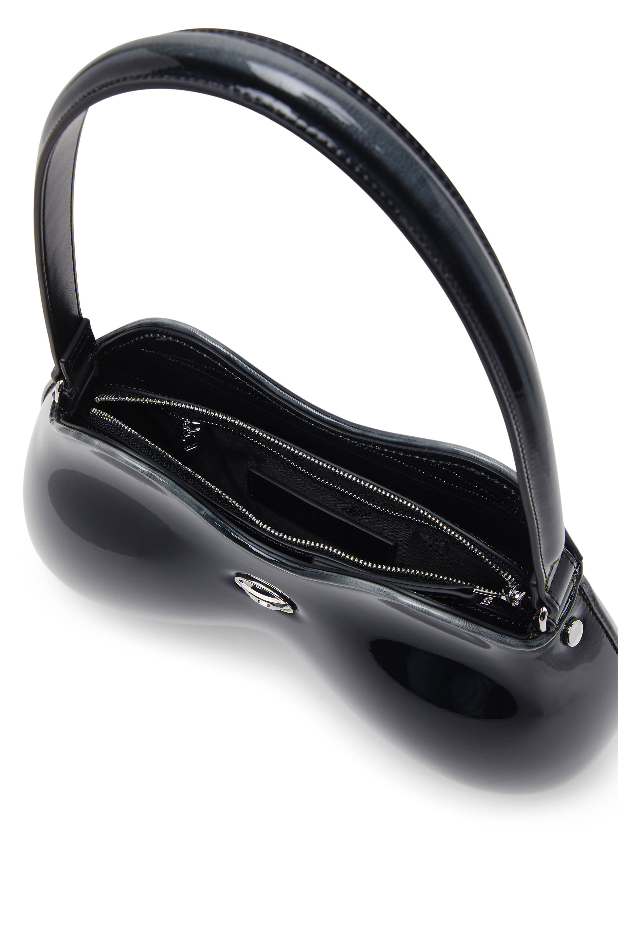 DIESEL☆ Rigid shoulder bag in degrade glossy PU ブラック Women's Double-D-Rigid shoulder bag in dégradé glossy PU
