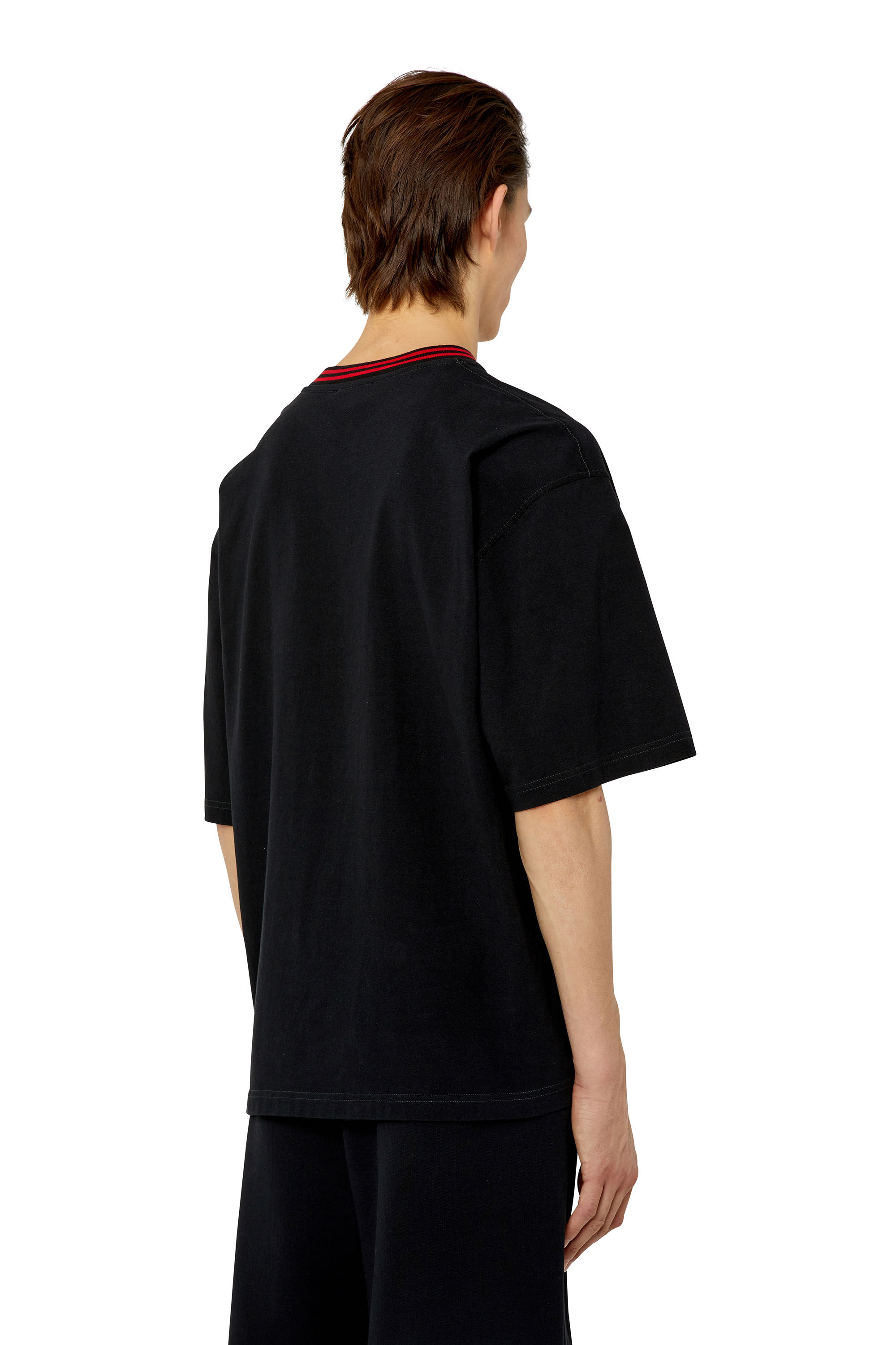 Diesel - T-KROWN, Man's T-shirt with logo neck in Black - 4