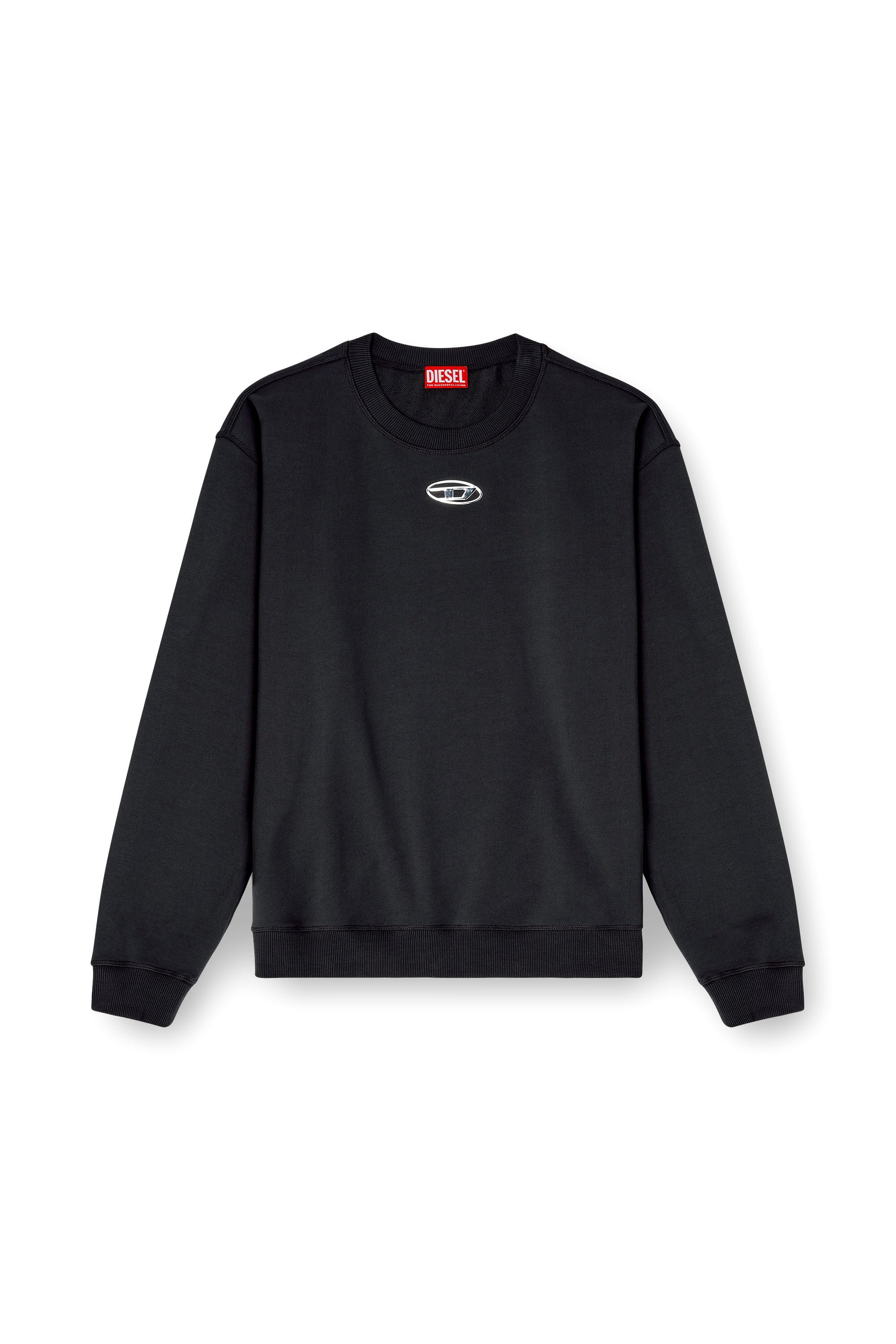 Diesel - S-NORM-IOD, Man's Regular sweatshirt with metallic Oval D in Black - 2