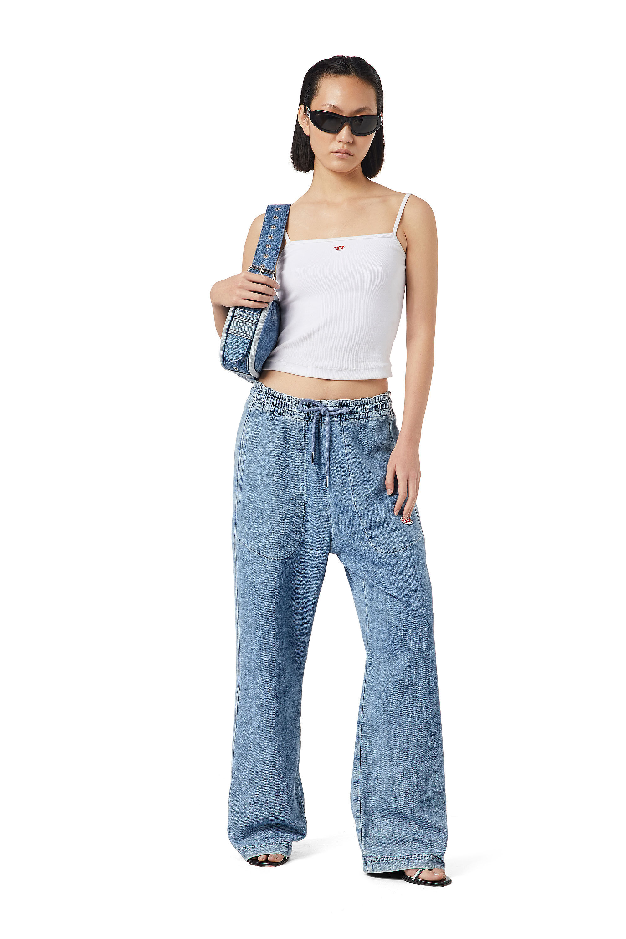 D-MARTIANS TRACK DENIM Woman: Straight light blue Jeans | Diesel