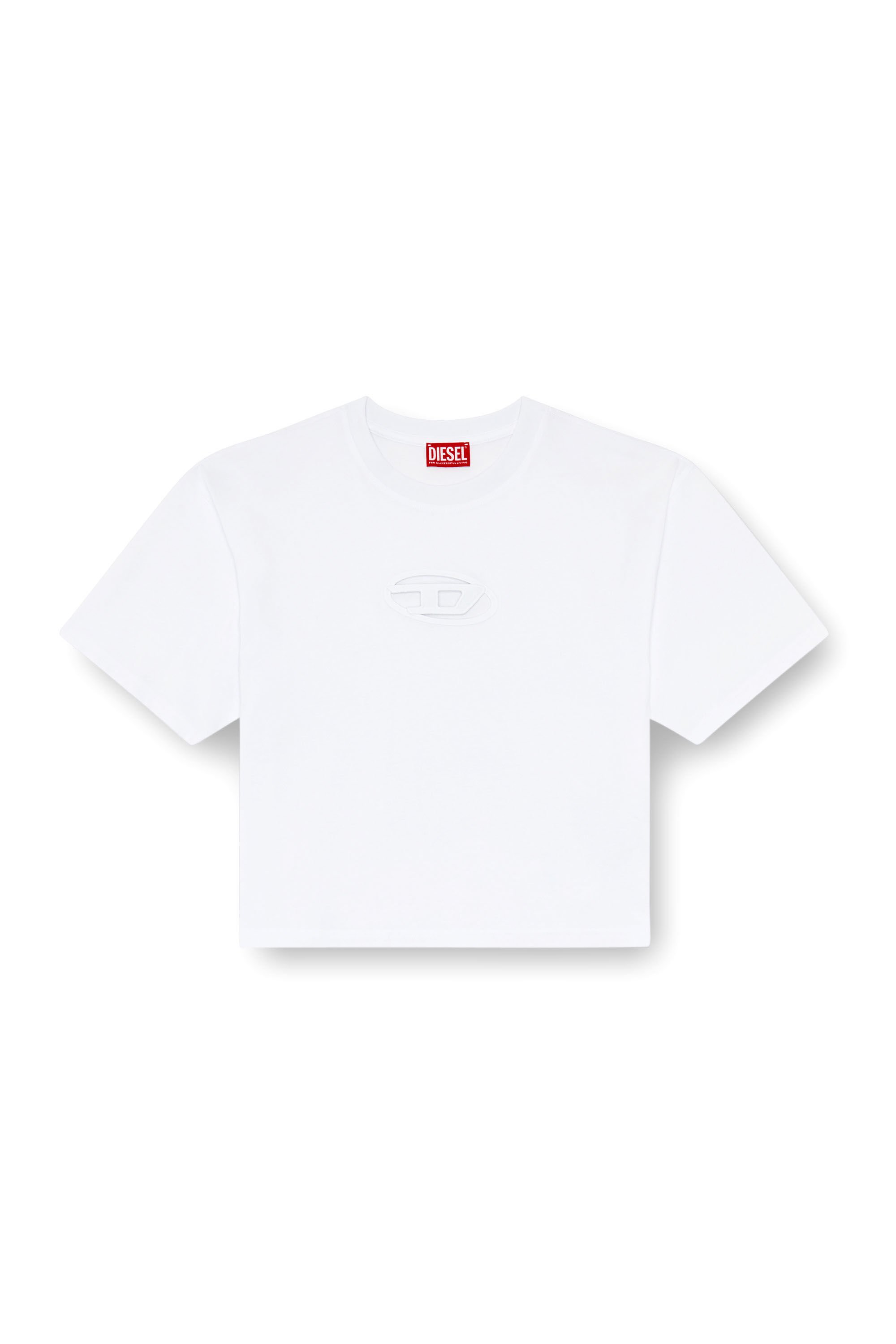 Diesel - T-BUXT-CROP-OD, Woman Boxy T-shirt with cut-out Oval D logo in White - Image 2