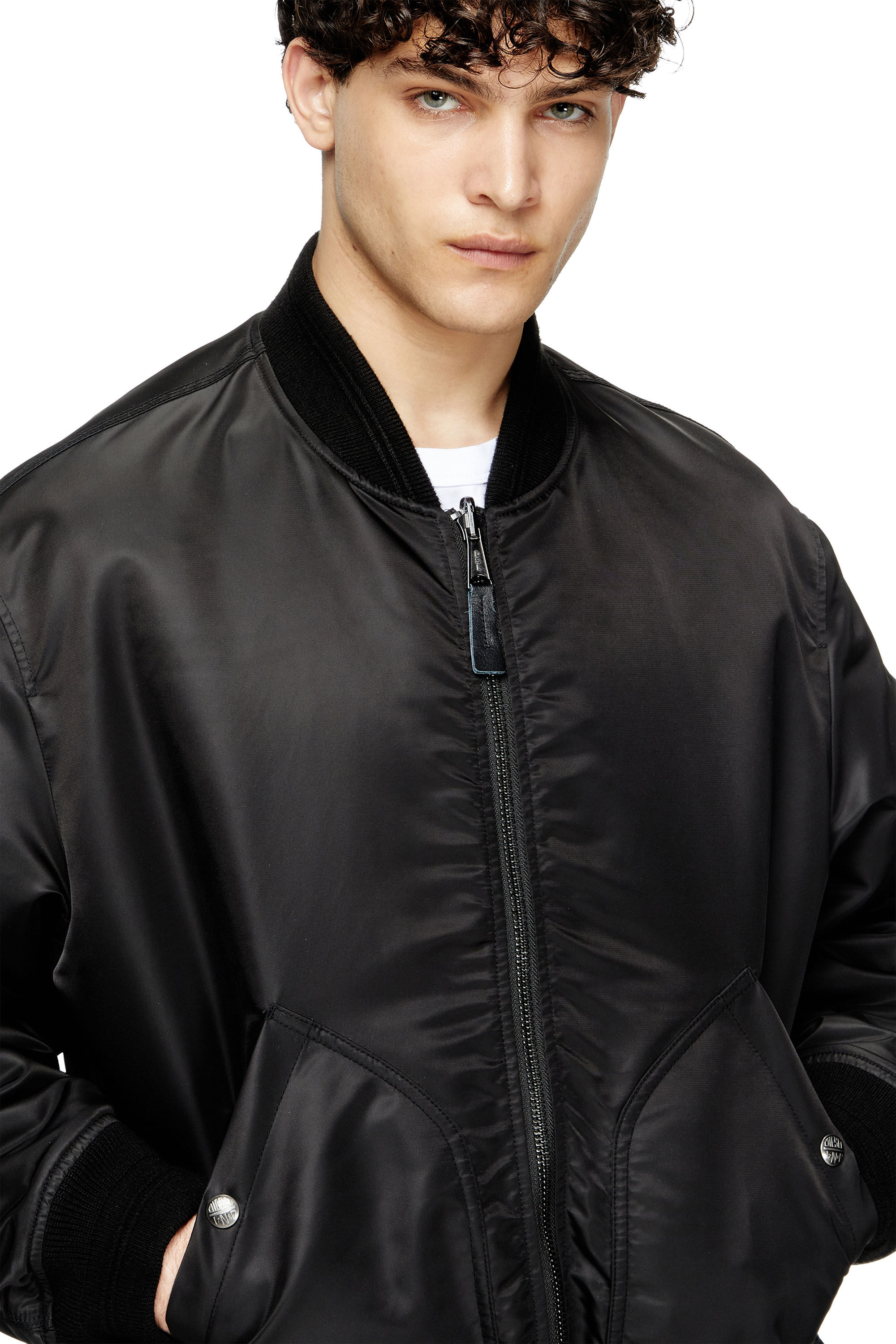 Men's Bomber jacket in padded nylon with Oval D | Black | Diesel AU