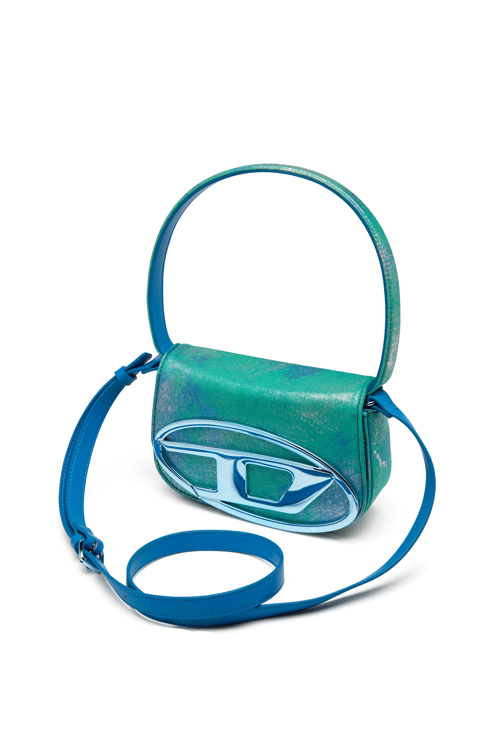 Diesel - 1DR, Woman's 1DR-Iconic shoulder bag in pop colour denim in Blue/Green - 2