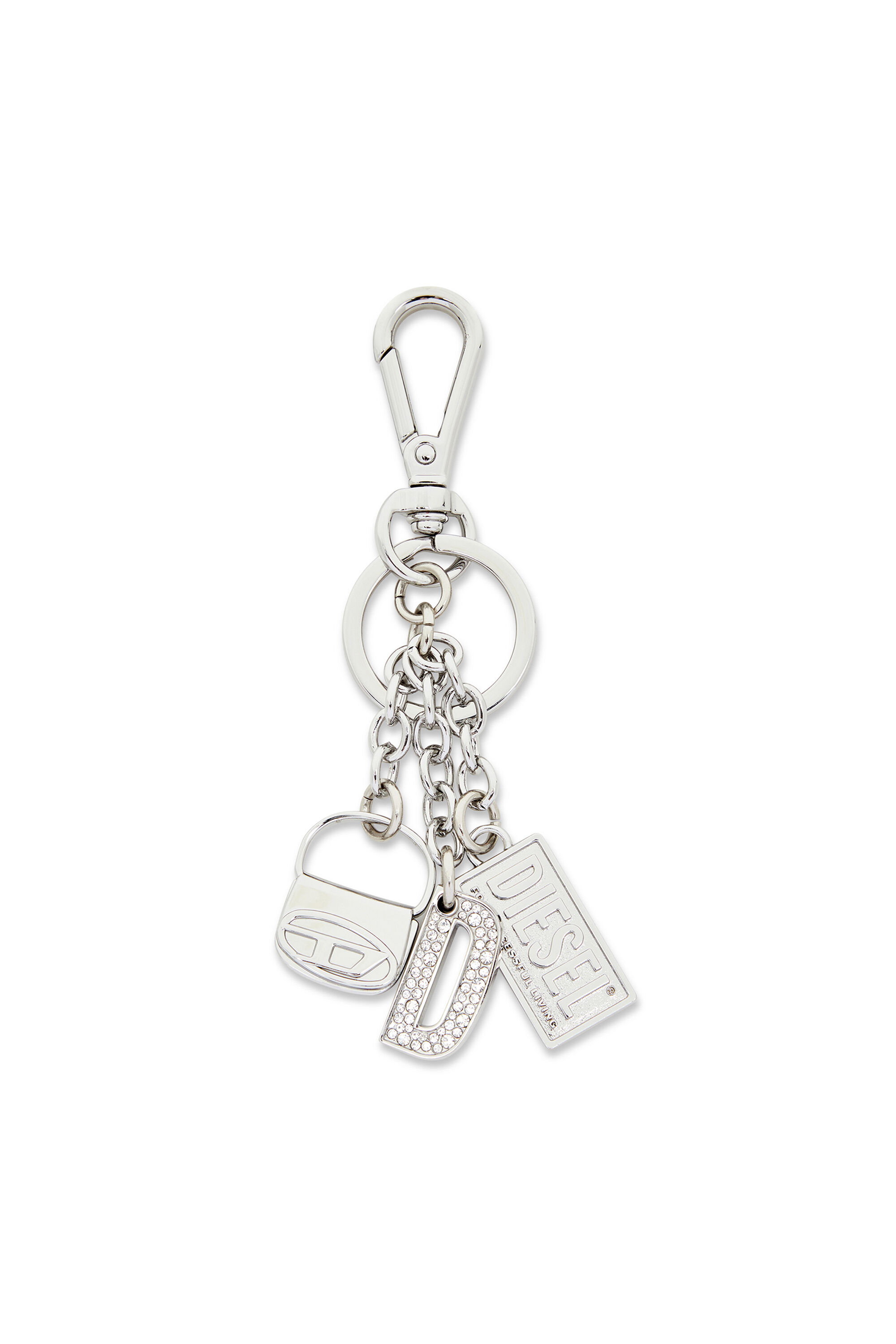 Diesel - 1DR KEY MULTICHARM, Woman's Metal keyring with logo charms in Silver - 1