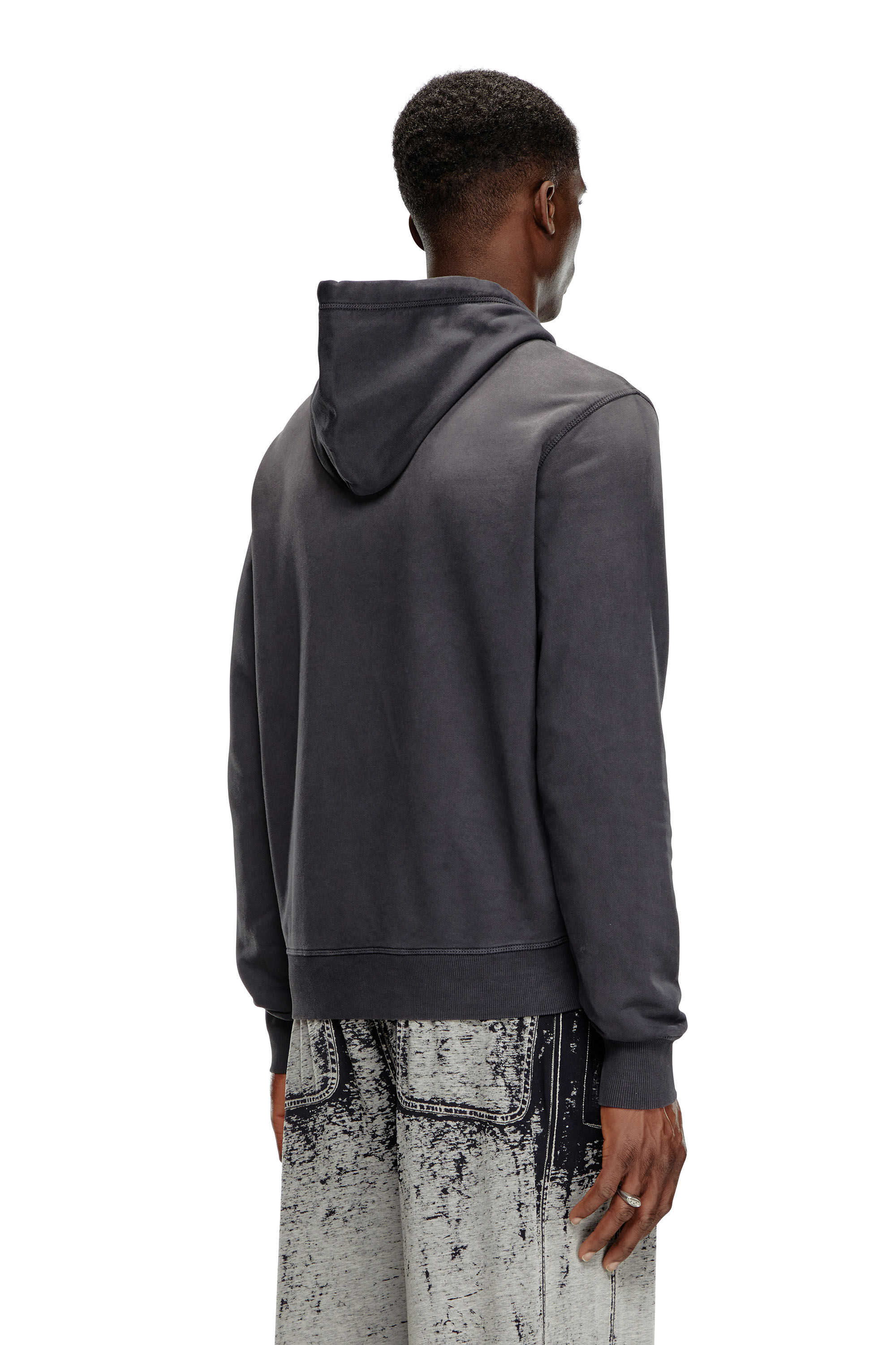 Men s Faded hoodie with Denim Division logo Black Diesel