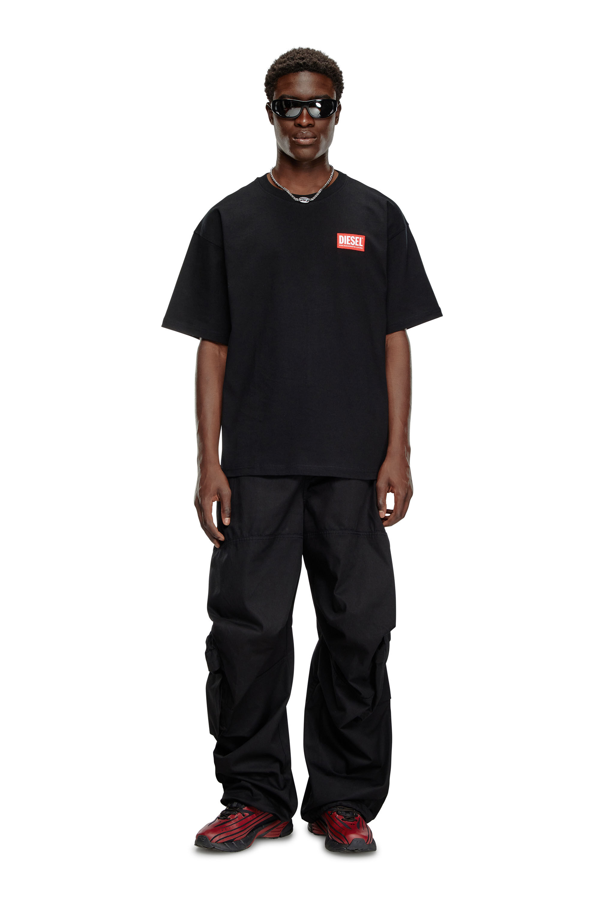 Diesel - T-BOXT-LAB, Man's T-shirt with jacquard logo patch in Black - 1