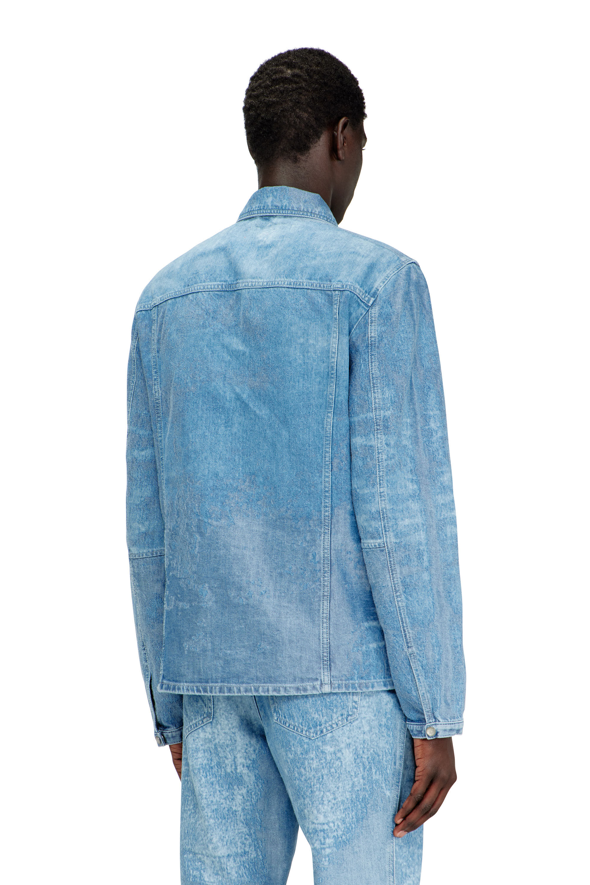 Diesel - D-SERON-FSI, Man's Jacket in satin denim in Light Blue - 4