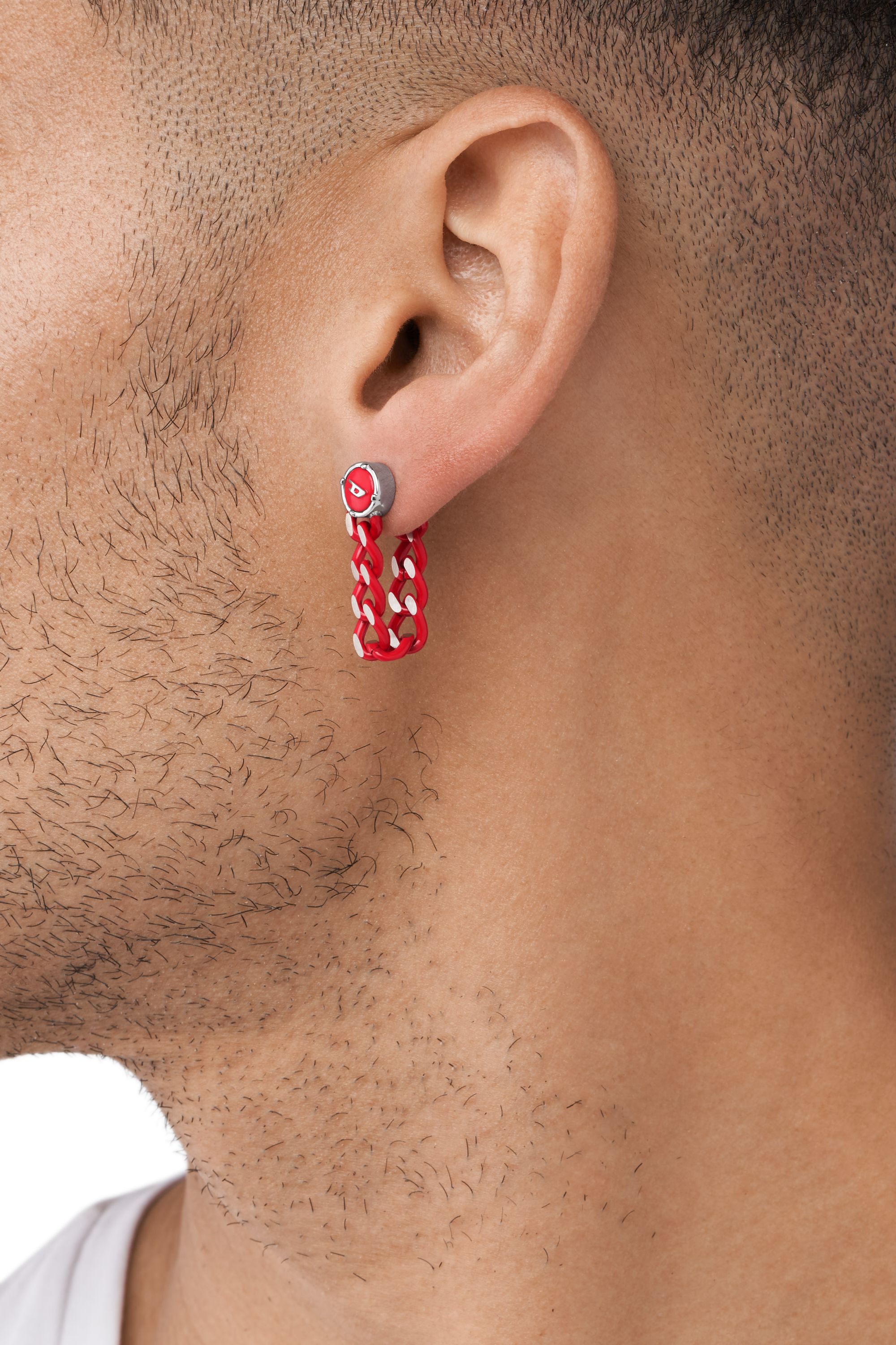 Men s Red Stainless Steel single stud earring DX1414 Diesel