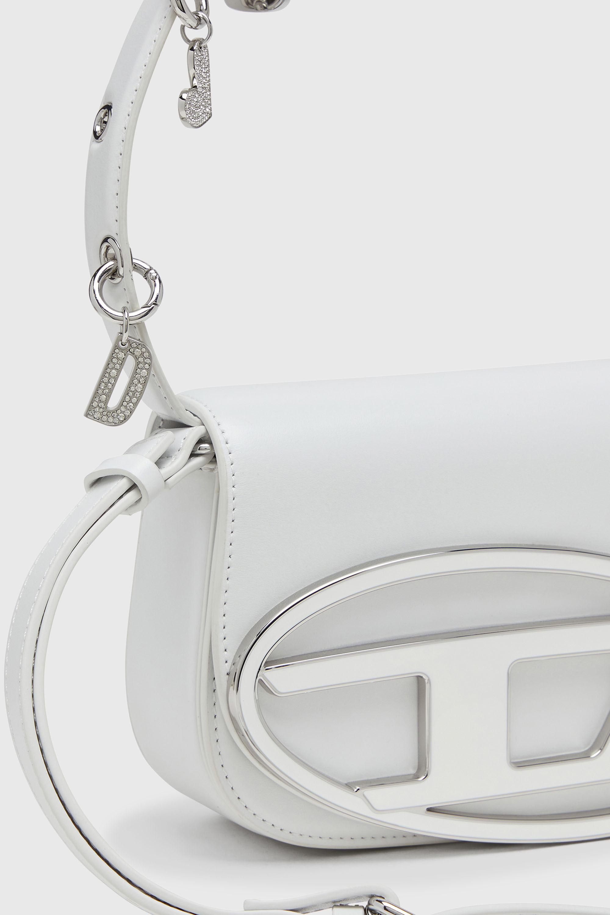 Diesel - 1DR, Woman's 1DR -Iconic shoulder bag in leather with handle charms in White - 6