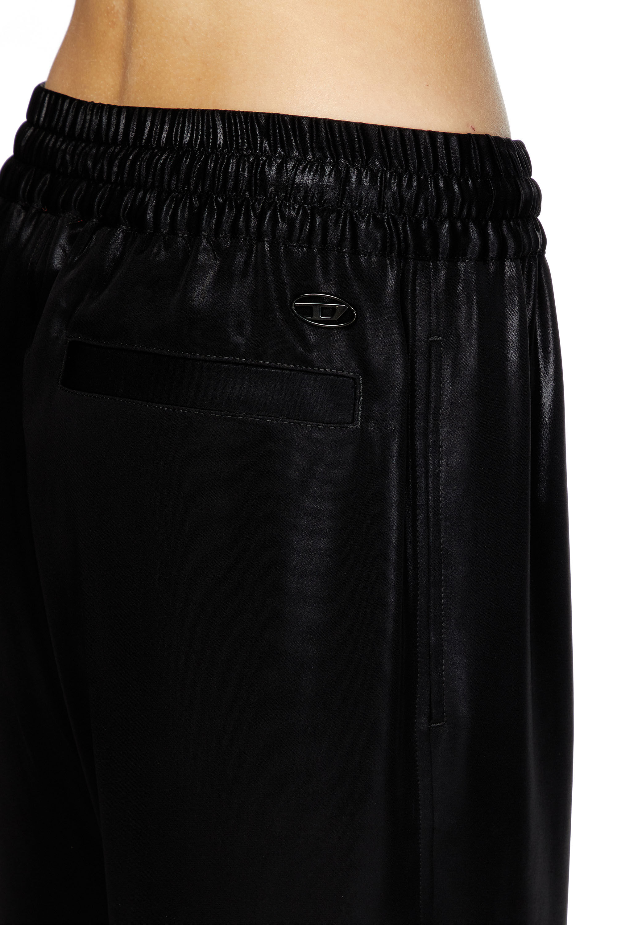 Women s Satin track pants Black Diesel