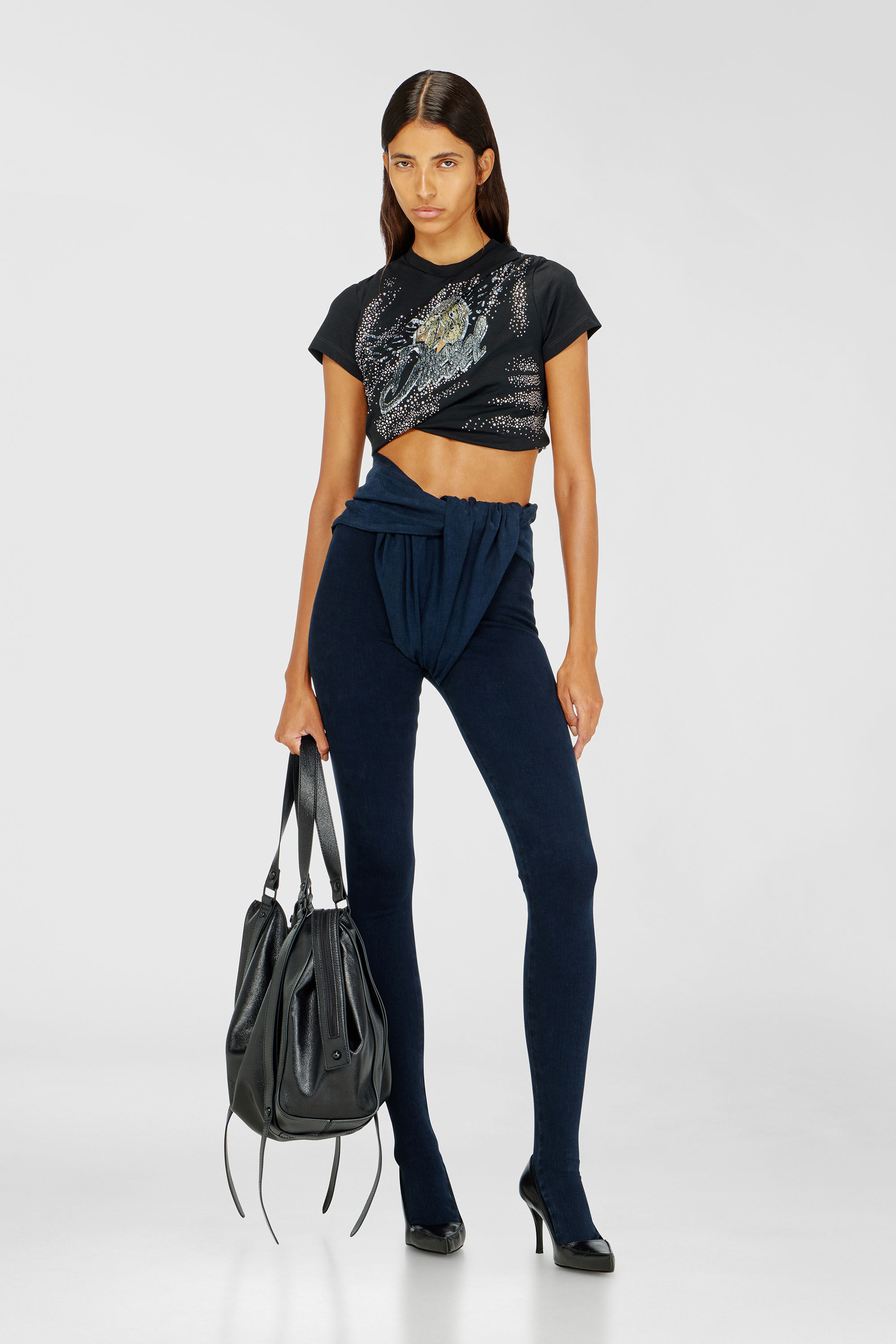 Diesel - T-WINCY, Woman's Rucked-up T-shirt in double-layer jersey in null - 1