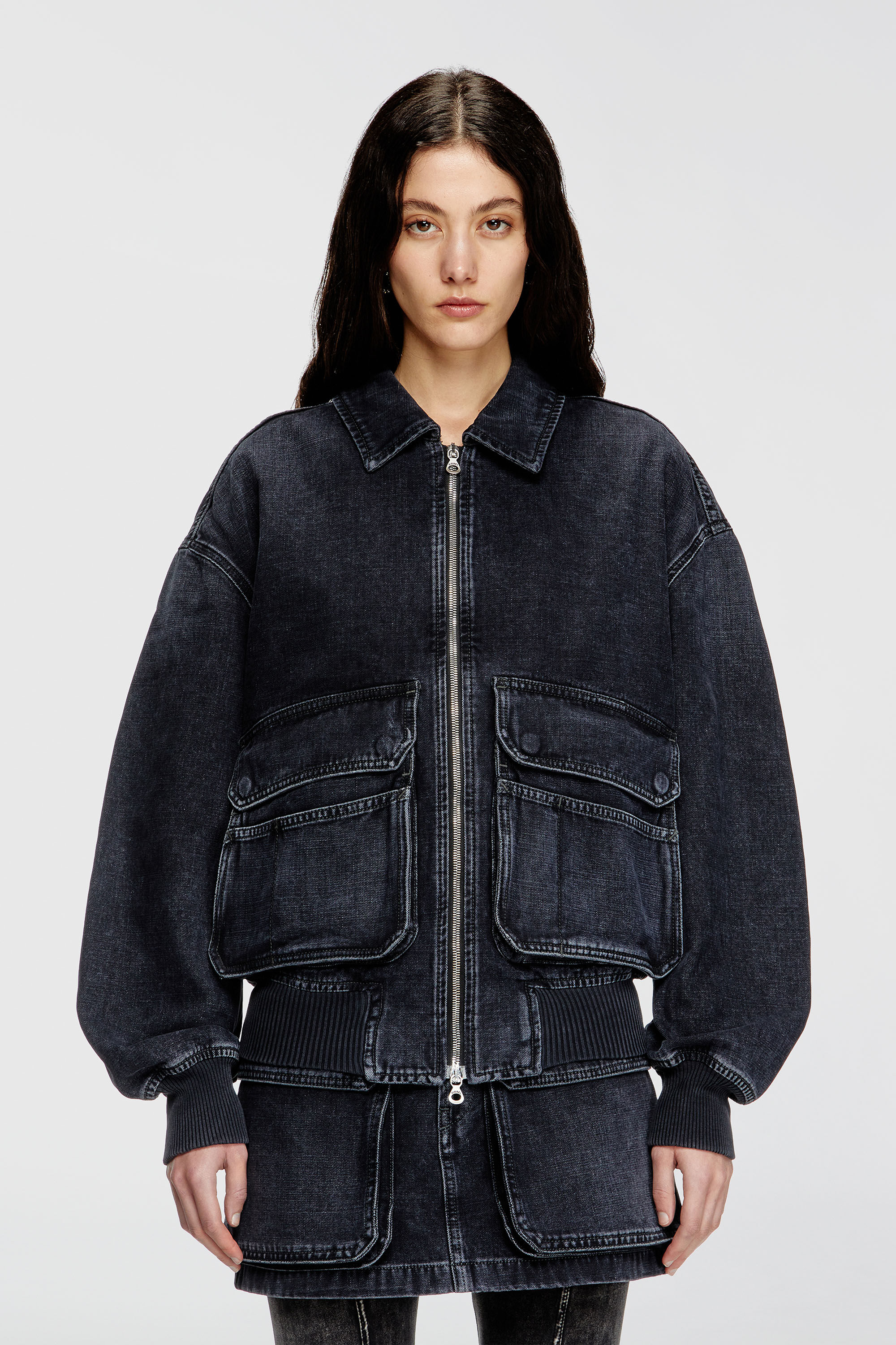 Diesel - D-KURZ, Unisex's Jacket in batavia-weave denim in Black - 6