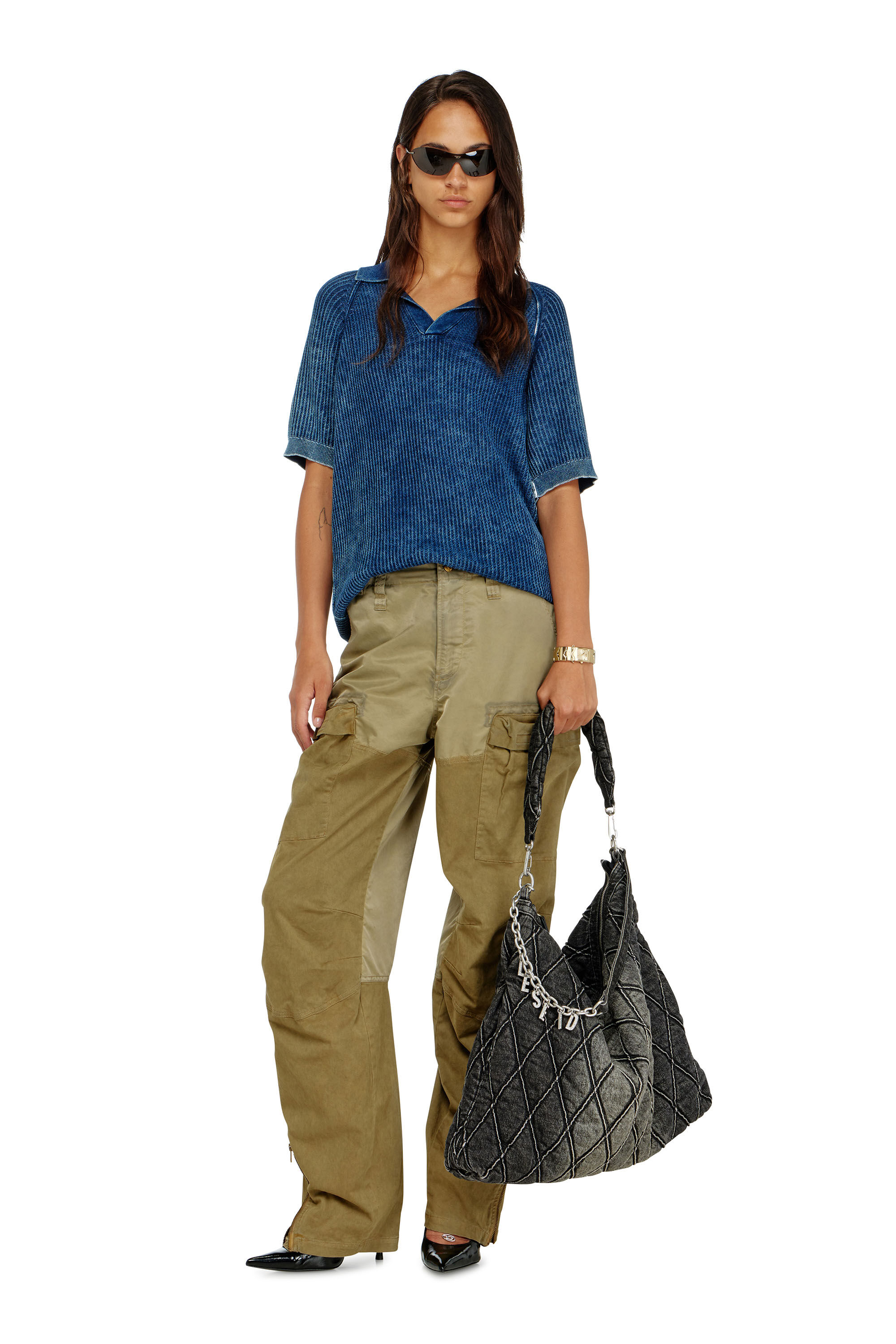 Diesel - P-ARKER, Woman's Cargo pants in cotton and nylon in Military Green - 1
