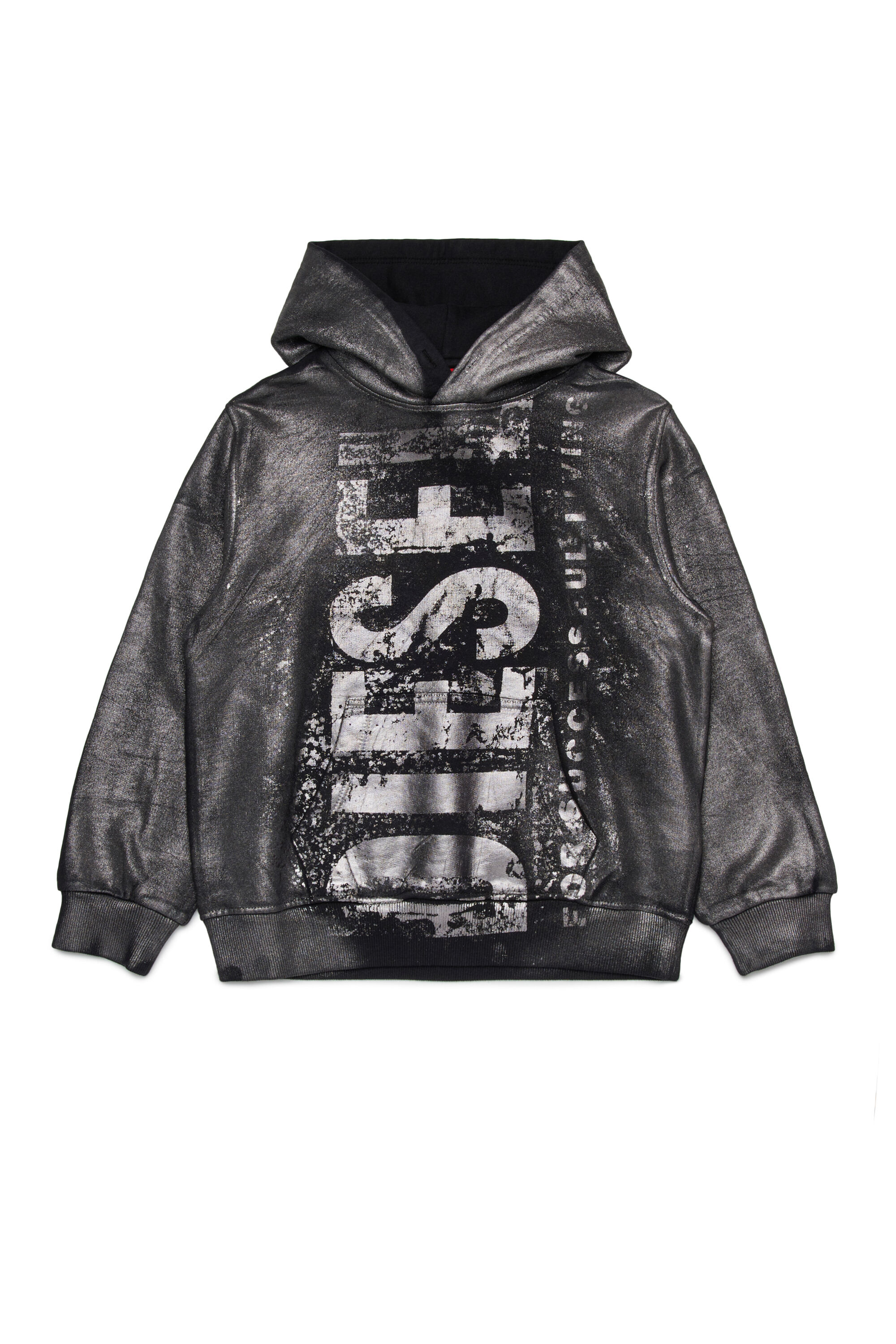 Diesel - SBOXTHOODQ6 OVER, Man's Cotton sweatshirt with printed logo in Black - 1