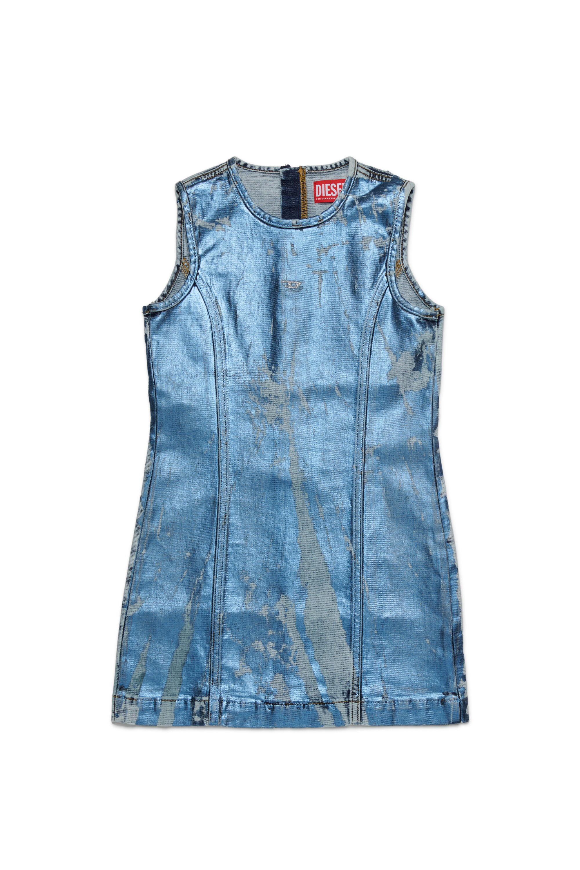 Diesel - DUMPYX, Woman's Denim dress with a marbled effect in Light Blue - 1