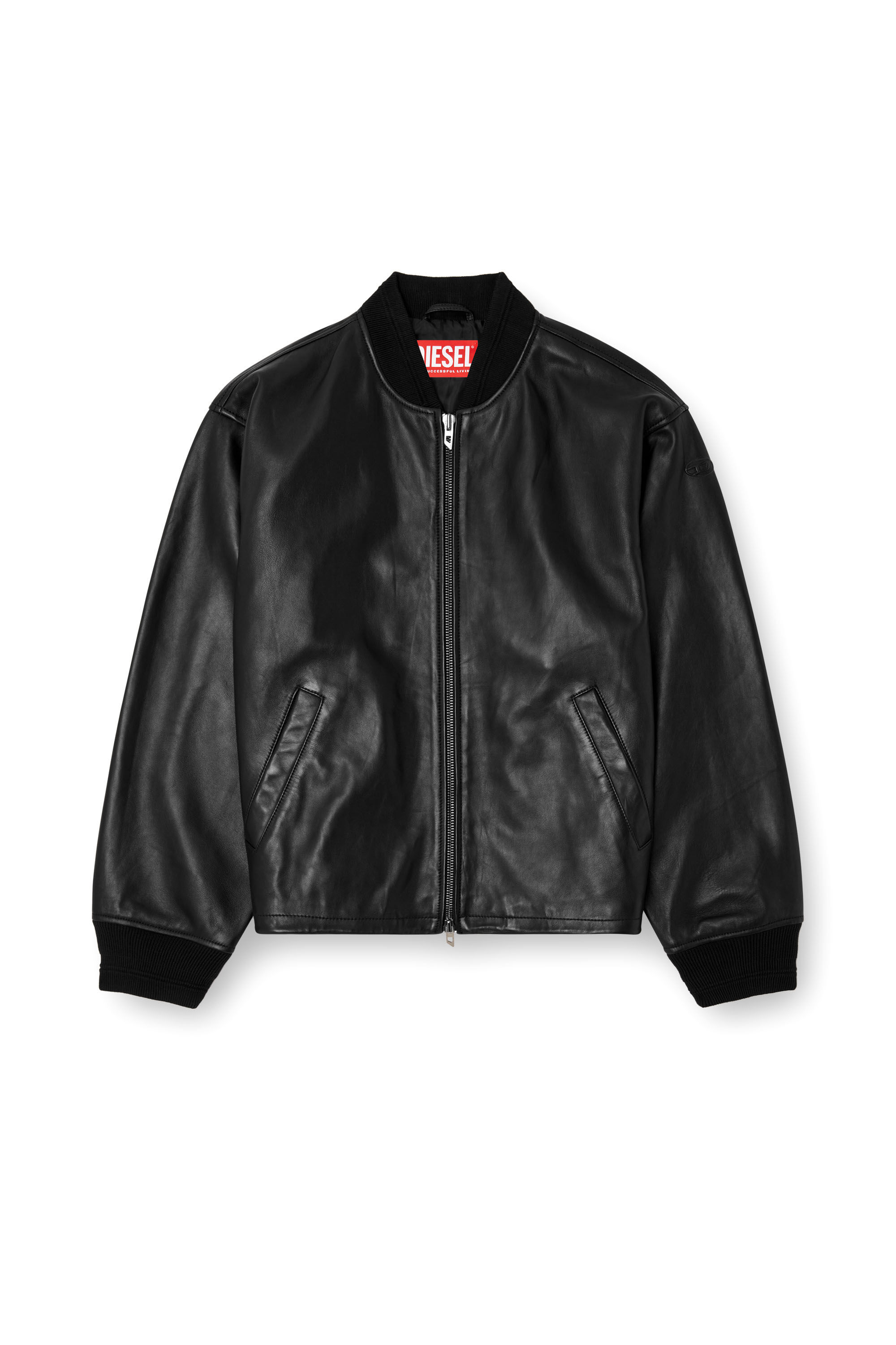 Men's Waxed-leather bomber jacket | Black | Diesel AU