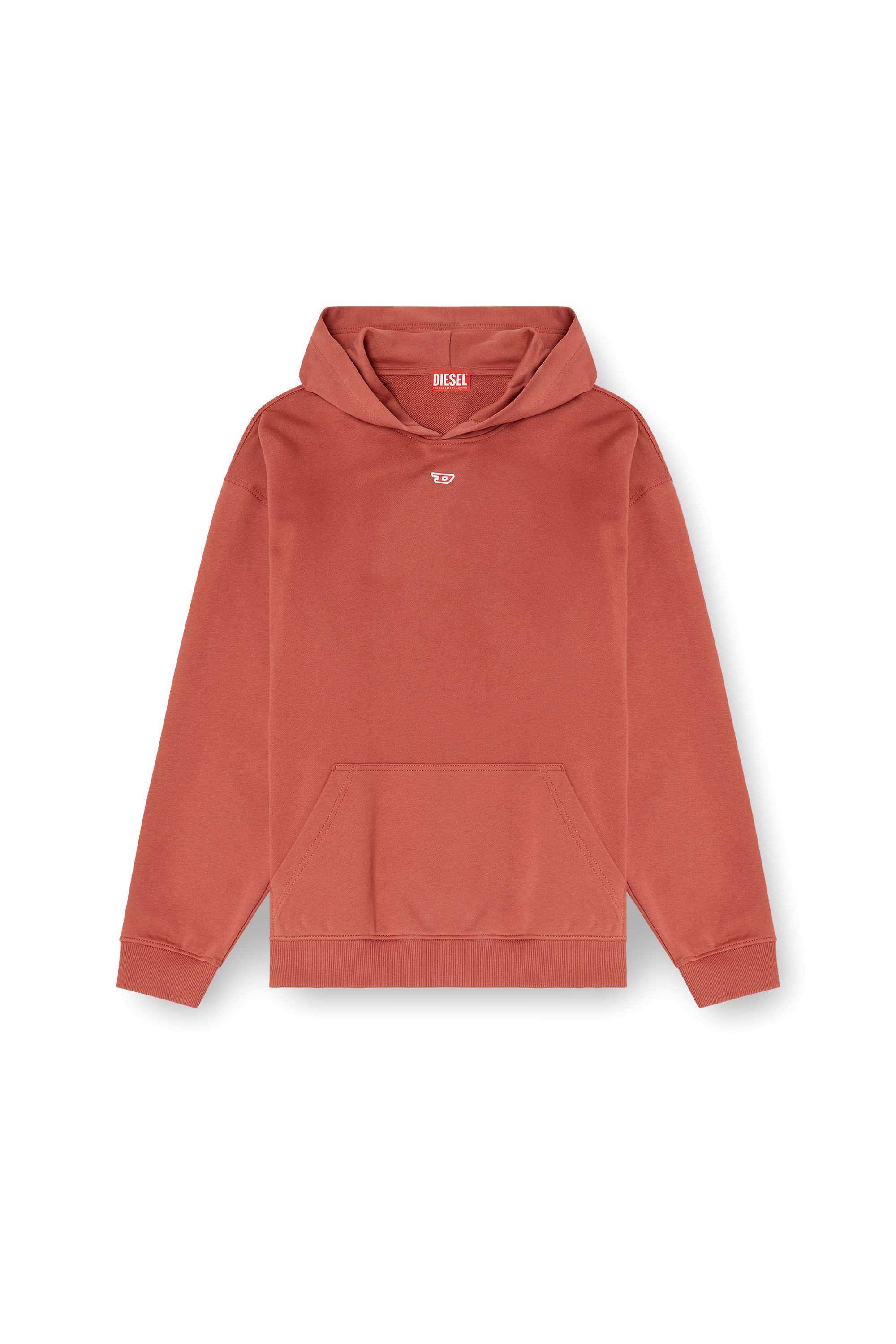 Diesel - S-BOXT-HOOD-D, Man's Hoodie with D logo patch in Red - 2