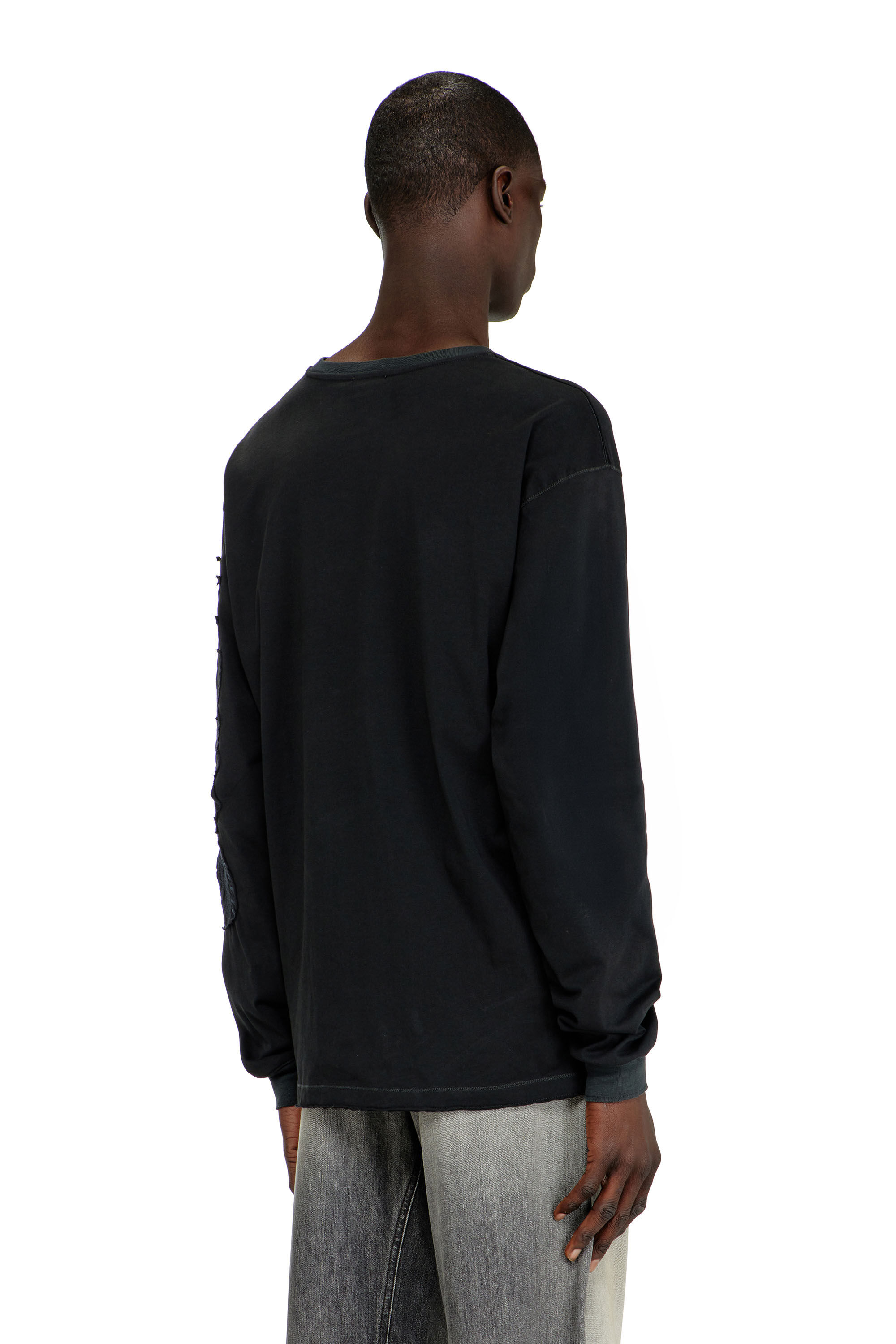 Diesel - T-NORM-LS-AA3, Man's Long-sleeve T-shirt with prints and patches in Black - 4
