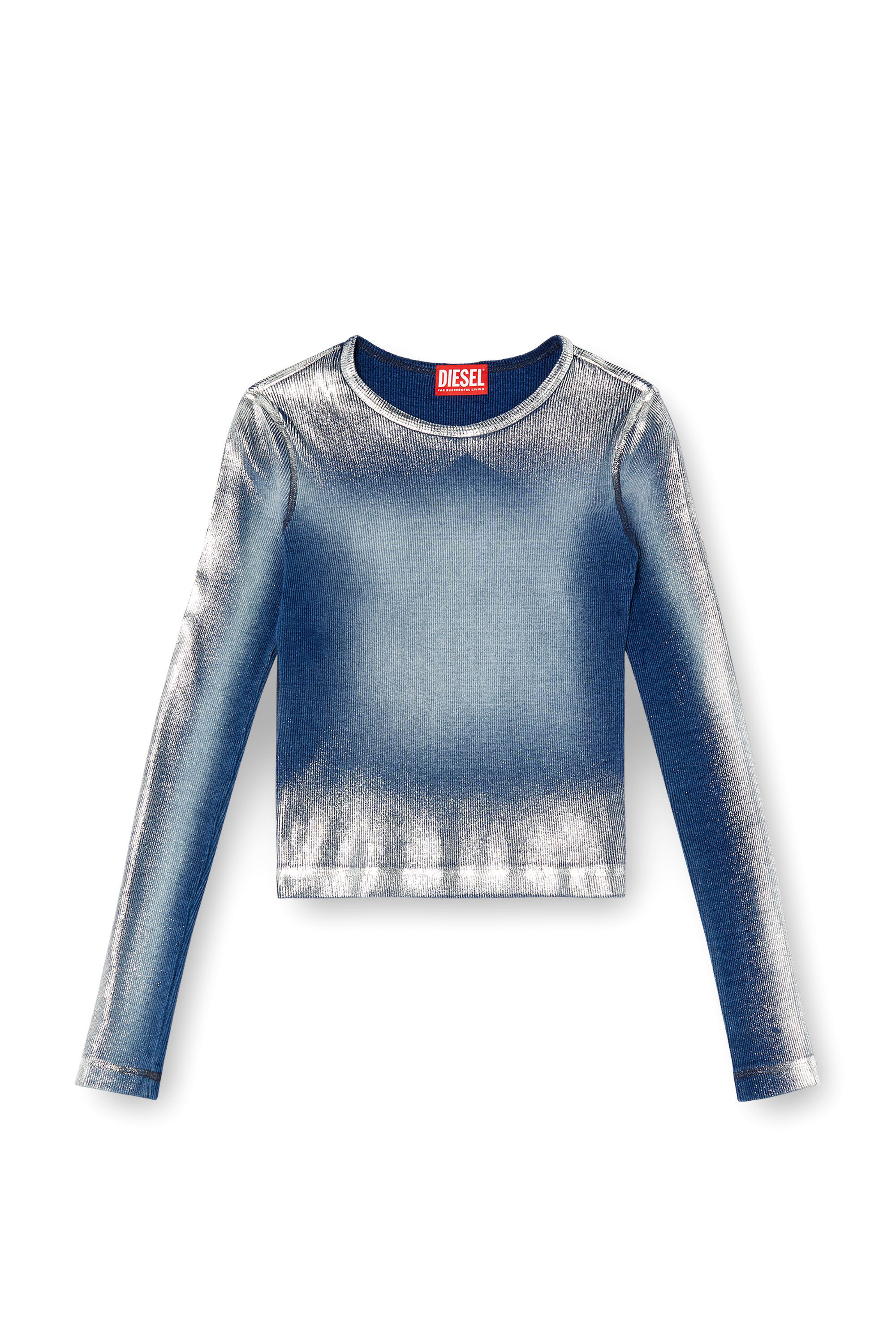Diesel - T-BANES-NC-Q1, Woman's Faded metallic long-sleeve T-shirt in Blue - 2