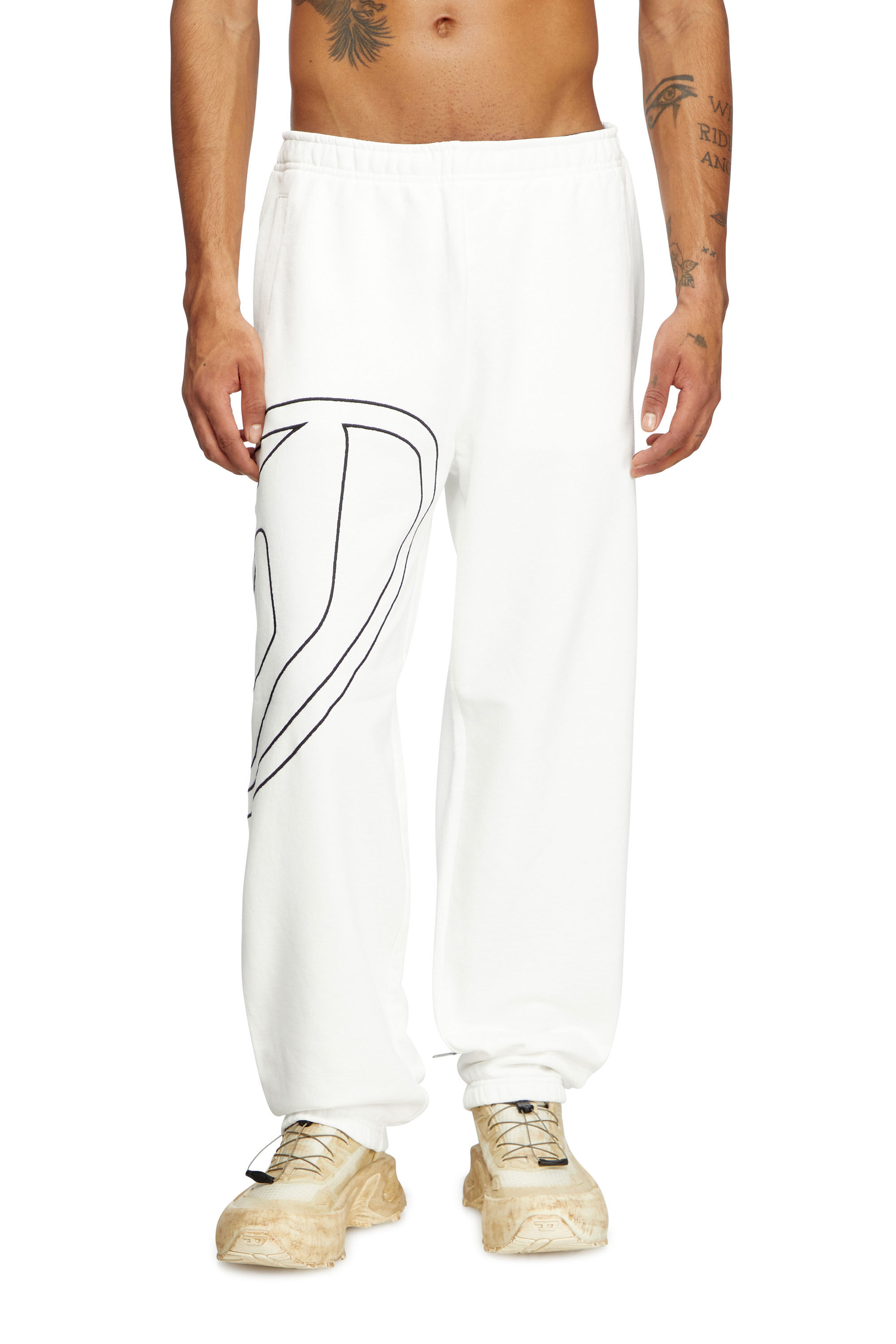 Men s Track pants with mega oval D White Diesel