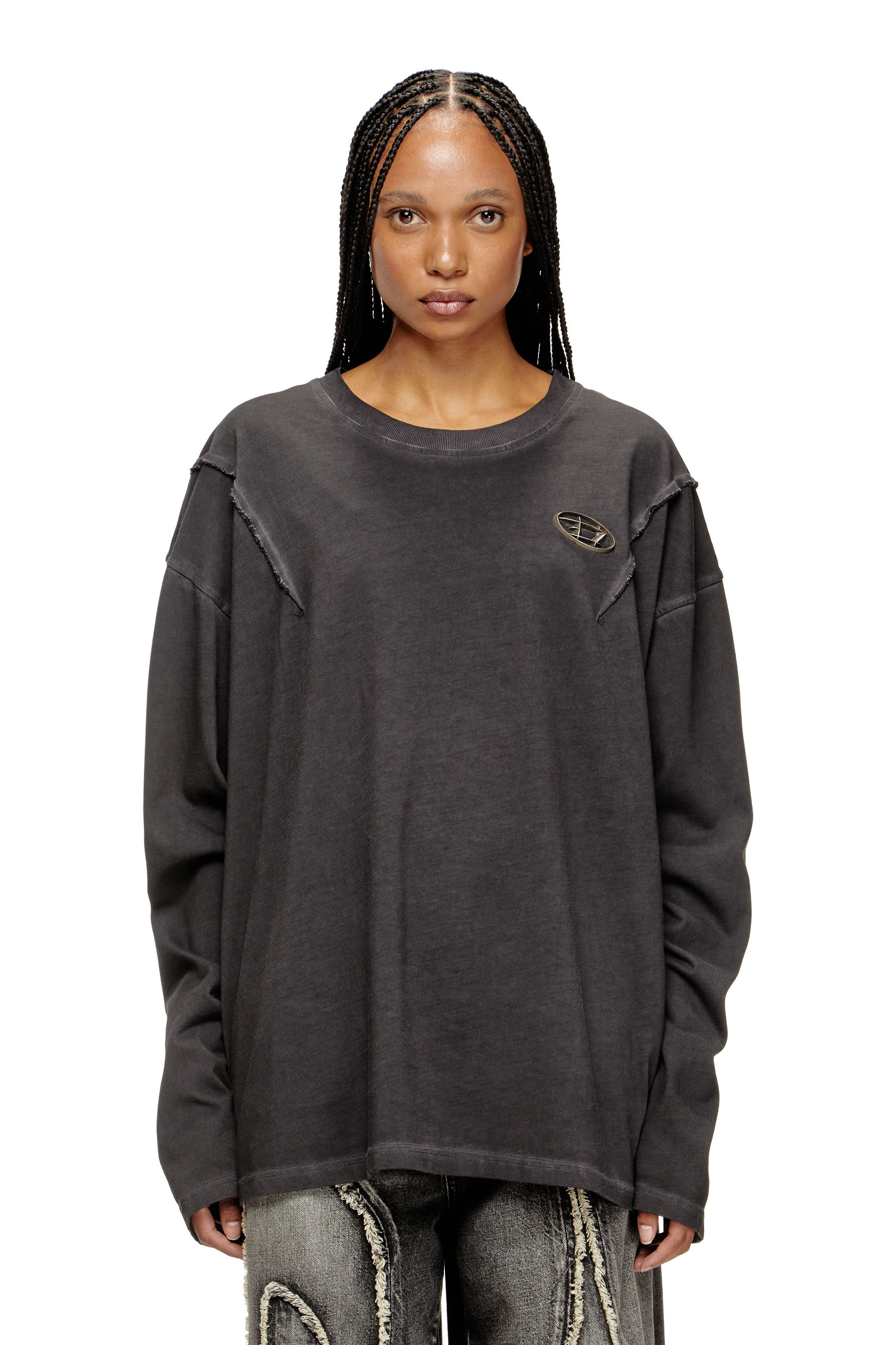 Women's Long-sleeve T-shirt with faded effect | Grey | Diesel