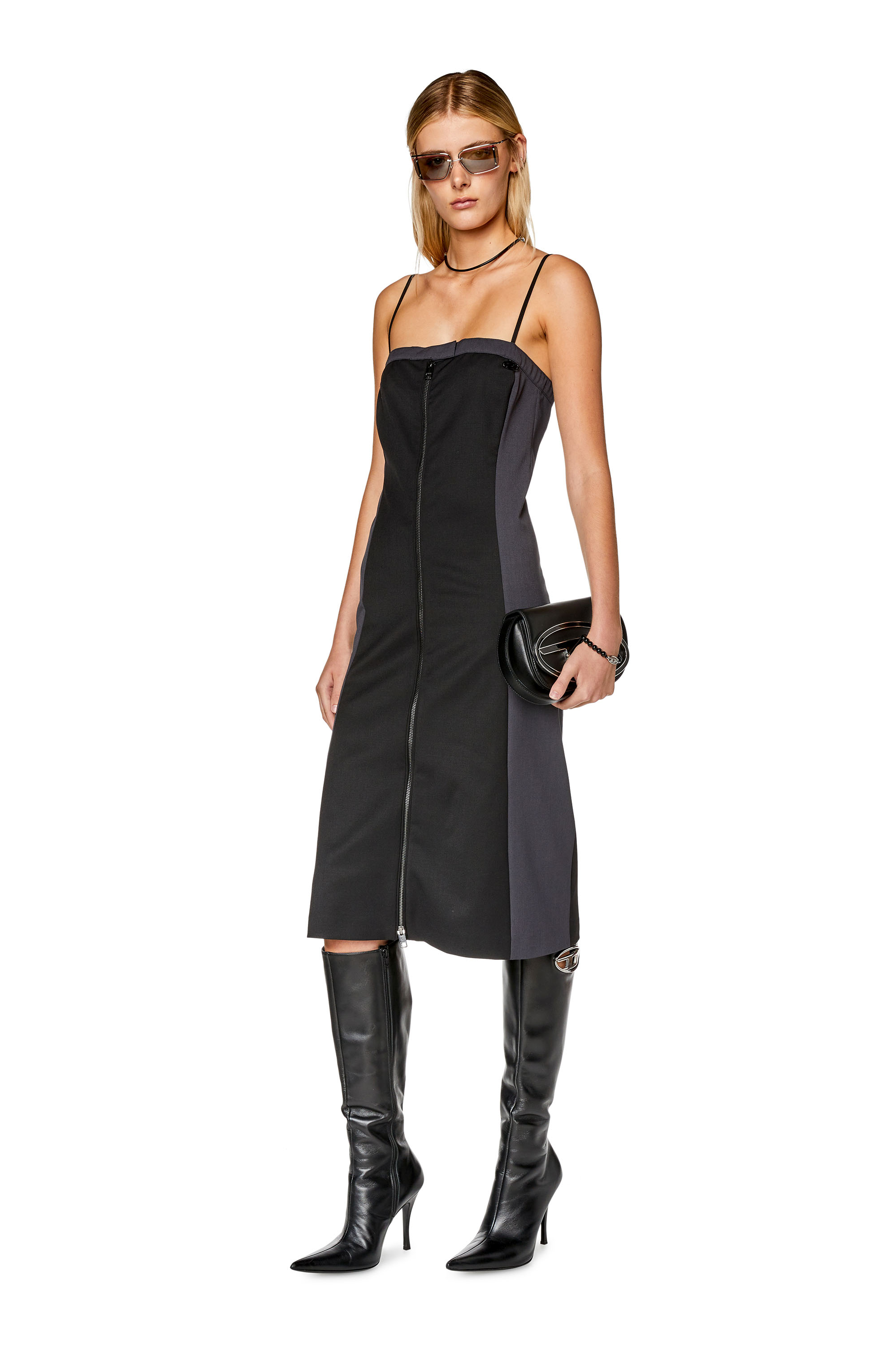 Dress in stretch wool twill
