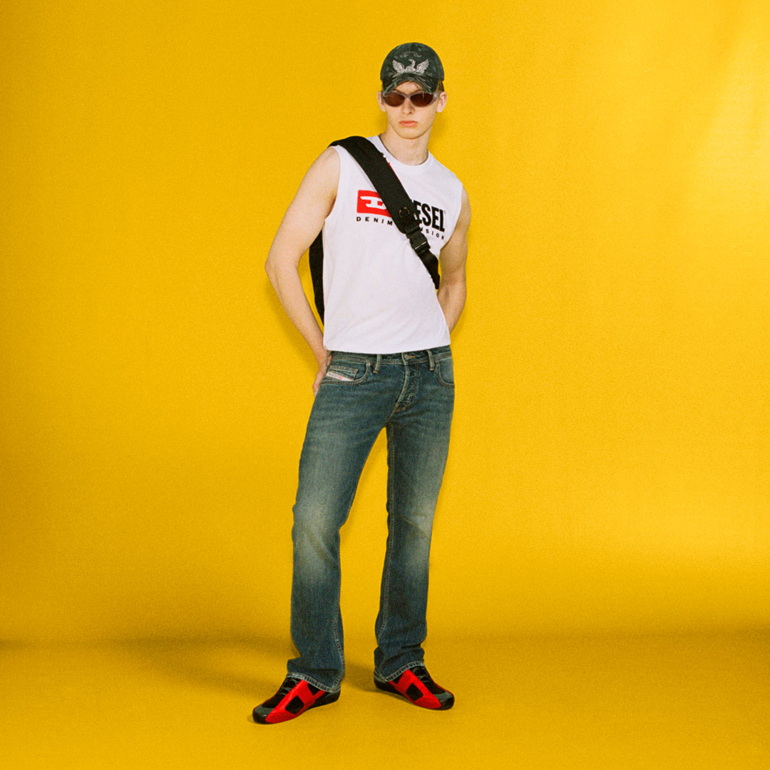 A man wearing Diesel jeans