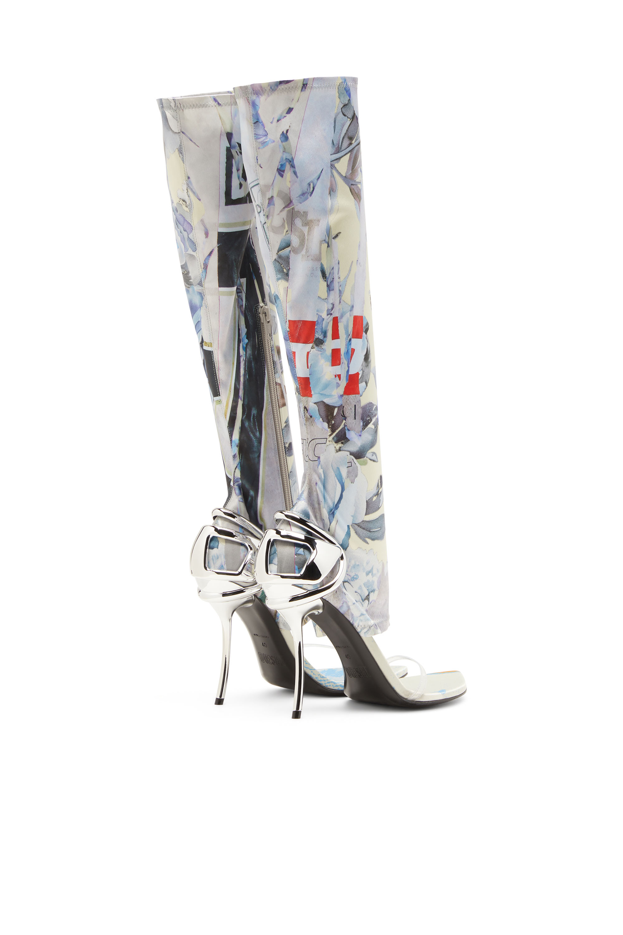 Diesel - D-TEN&HALF SDL KB, Woman's D-Ten&Half-Hybrid sandals with graphic print in White/Blue - 3