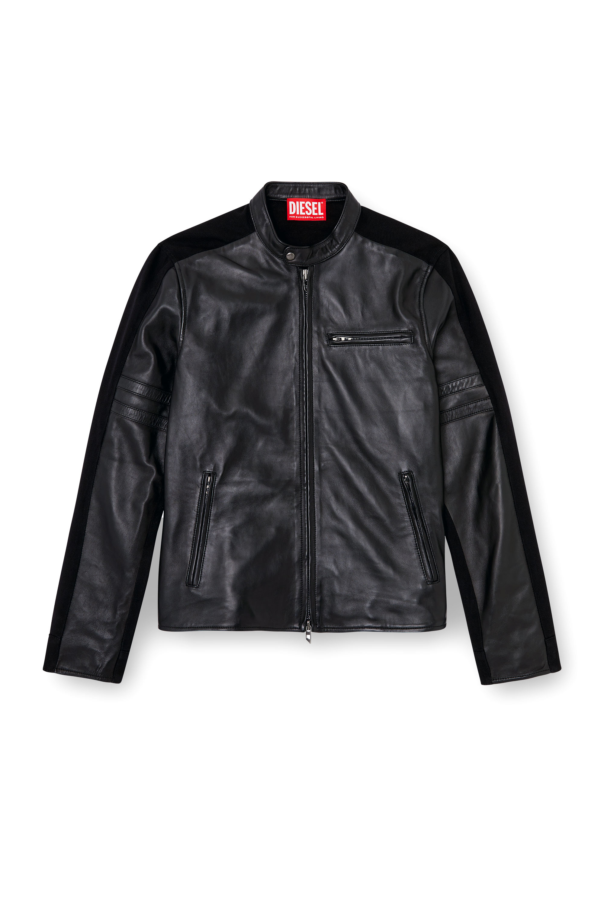 Diesel - L-SIMZ, Man's Hybrid denim and leather jacket in Black - 2