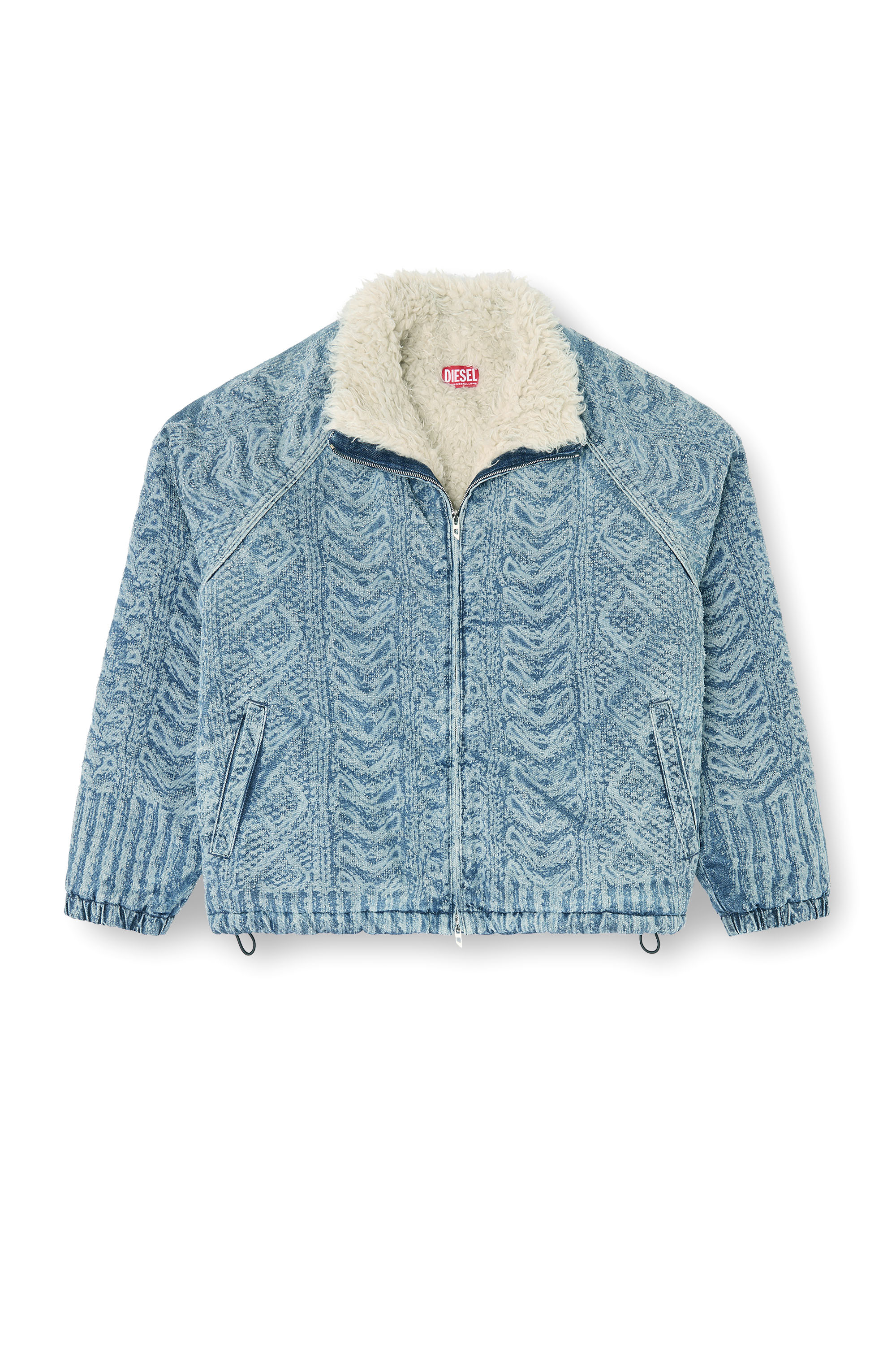 Diesel - D-KRAPS-S, Man's Jacket in cable-knit-effect denim in Dark Blue - 2