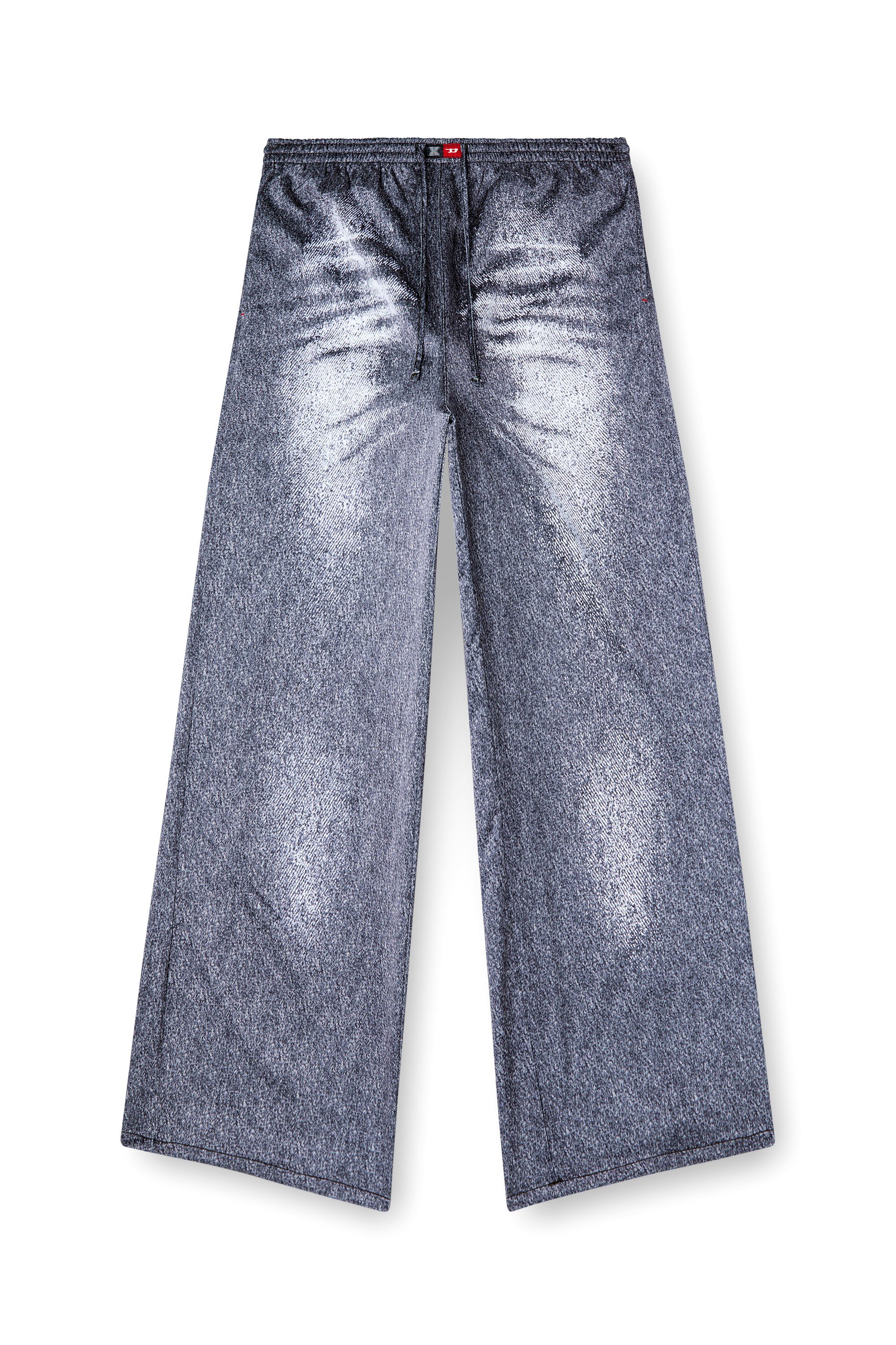 Diesel - STAINS-AND-TROMPE-SLEEP-PANT, Unisex's Satin pyjama pants with denim look in Grey - 5