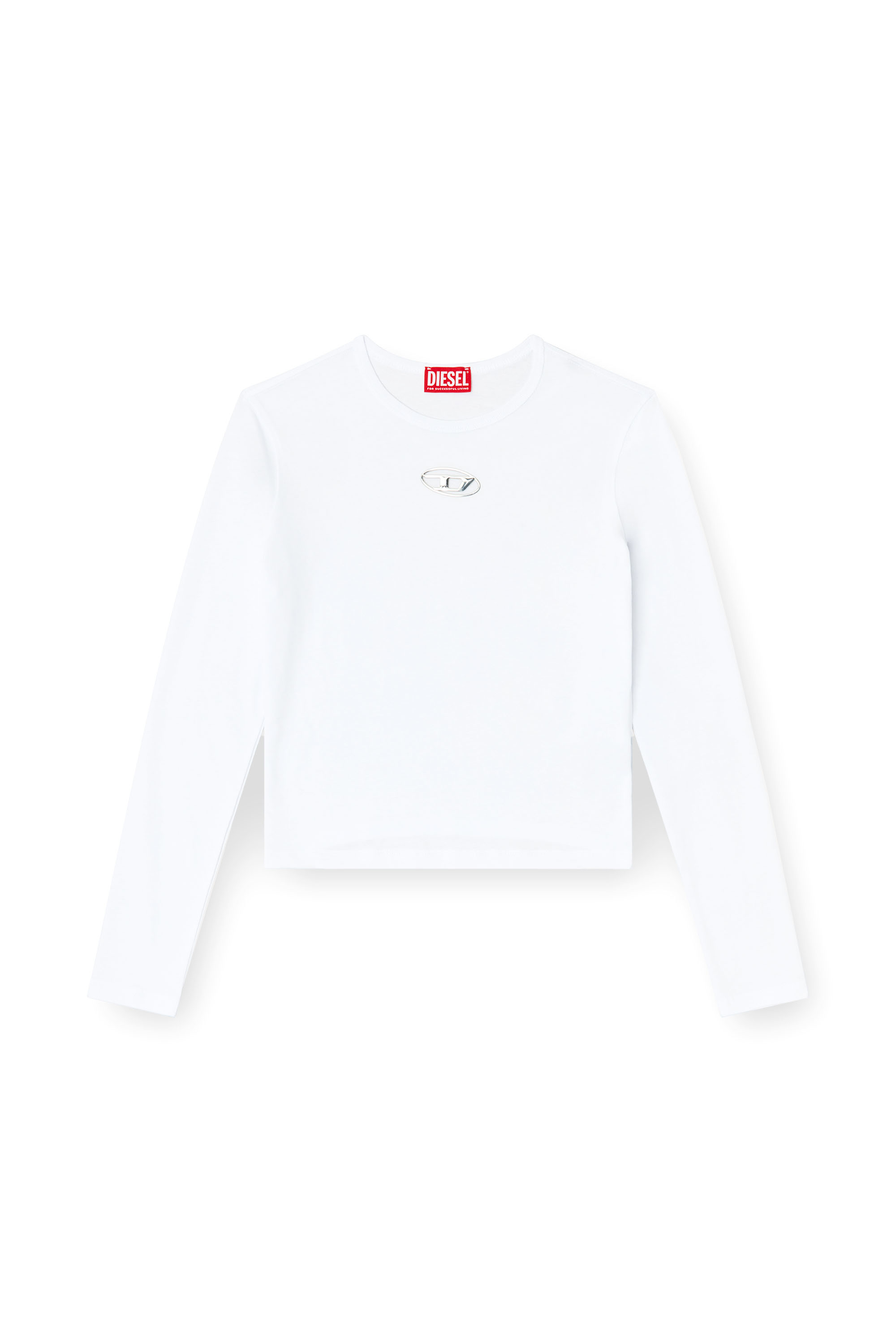 Diesel - T-UNCUTIE-LONG-LS-OD, Woman's Long-sleeve top with Oval D cut-out in White - 2