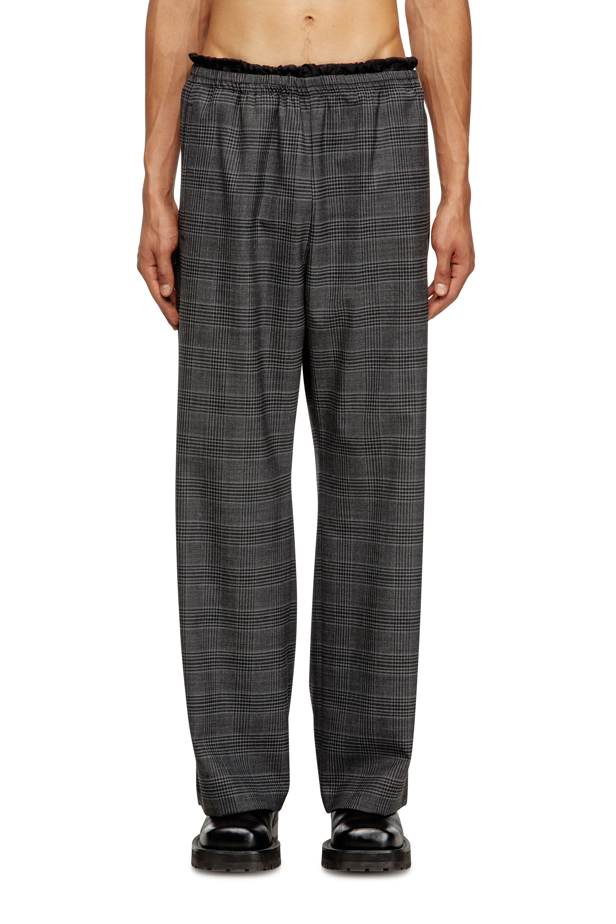 P-TILSON, Black/Grey Diesel - P-TILSON, Man's Wool pants with a drawstring waist in Black/Grey - 3