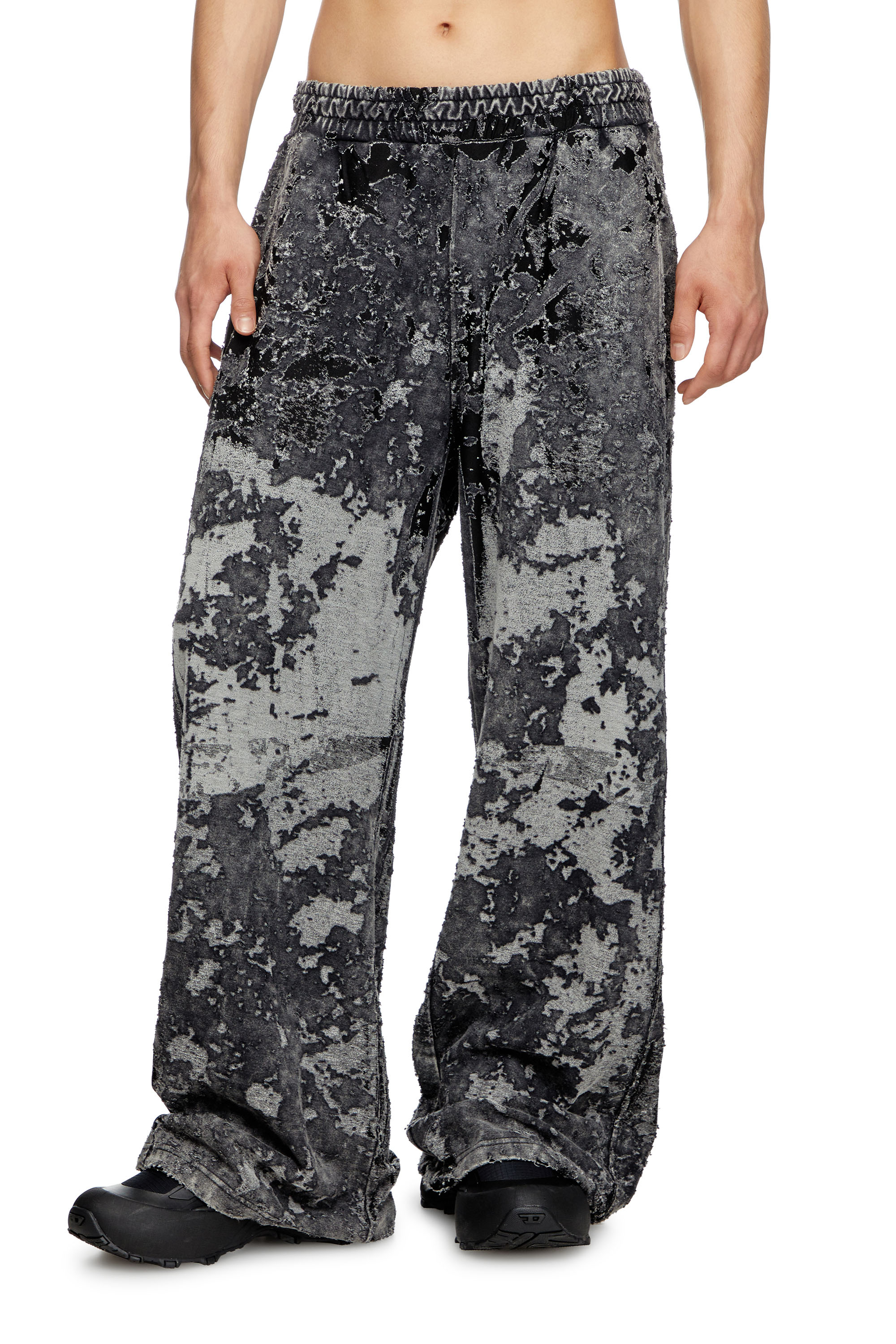 Diesel - P-MARTIS-SHOW, Man's Burnout track pants with camo effect in Black - 1